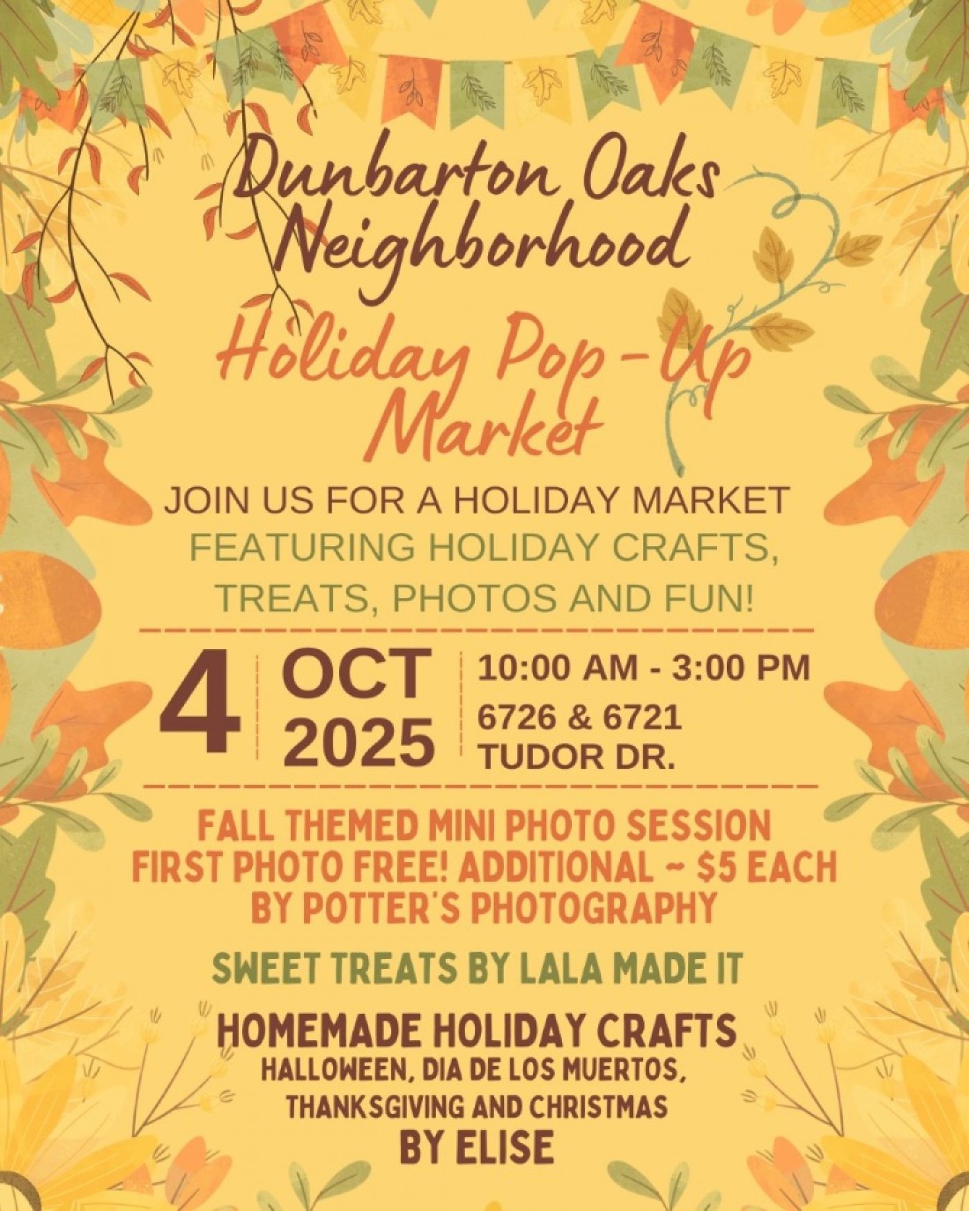 Dunbarton Oaks Neighborhood Fall Pop-Up Market