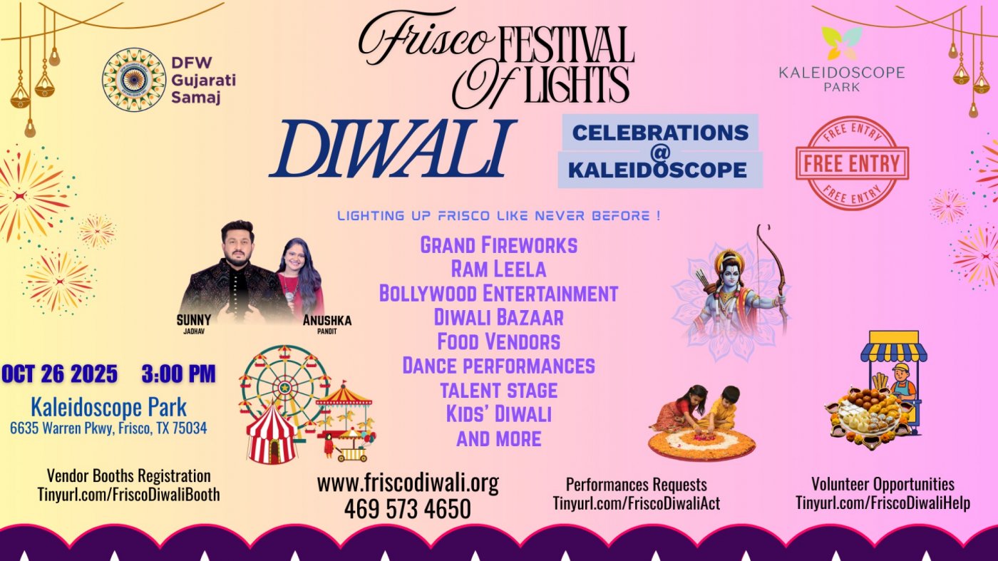 Frisco Festival of Lights - Diwali Celebration at Kaleidoscope Park -- FREE DIWALI MELA