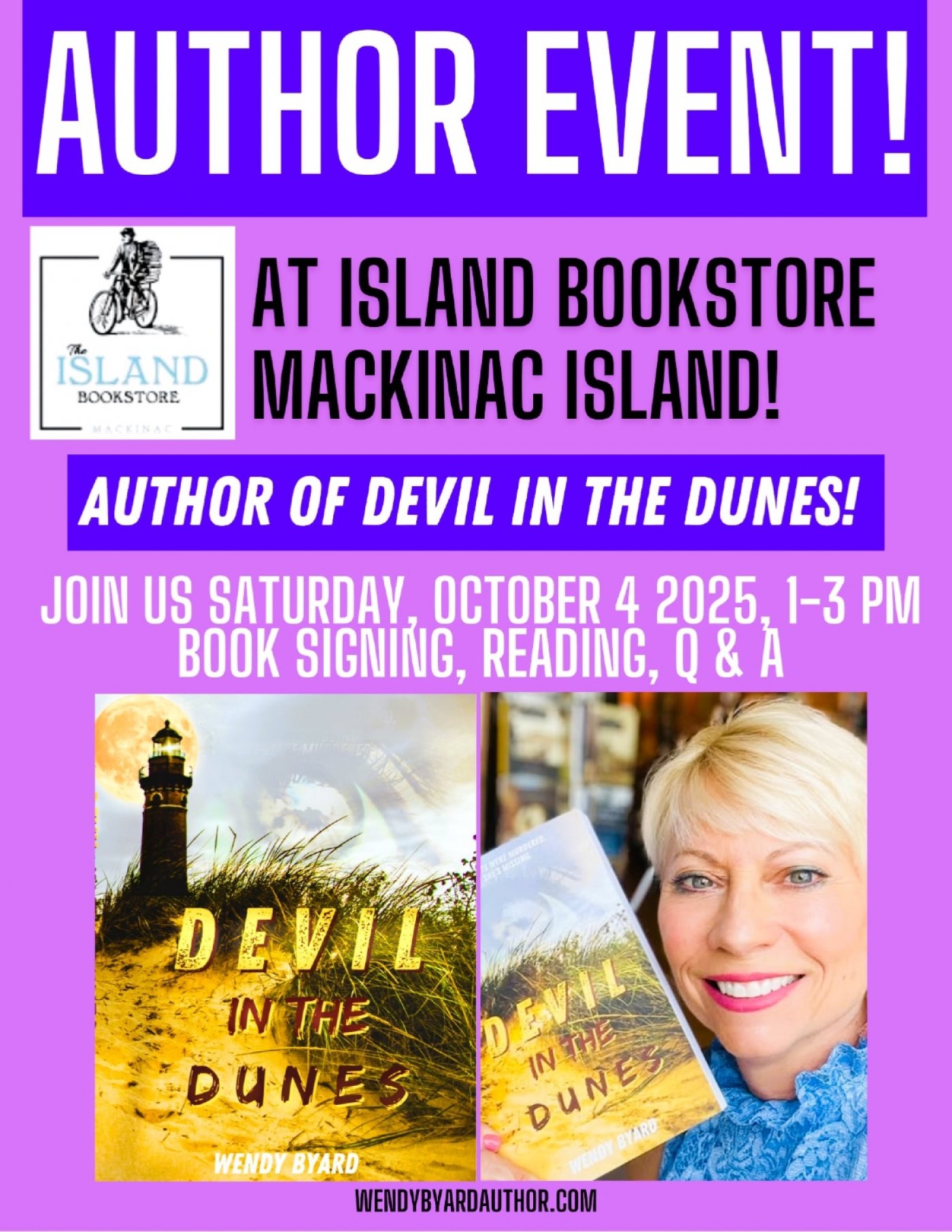 Author of Devil in the Dunes Book Signing at Island Books on Mackinac Island