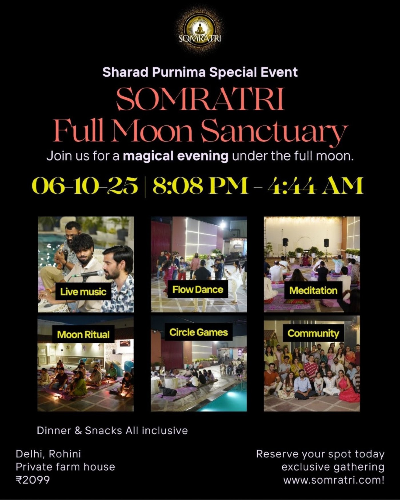 \ud83c\udf15 SomRatri \u2013 Full Moon Night (October 6, 2025 | Delhi NCR)