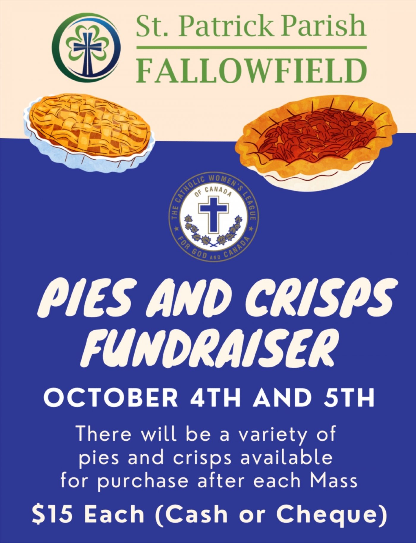 Pies and Crisps Fundraiser - St. Patrick Parish Fallowfield