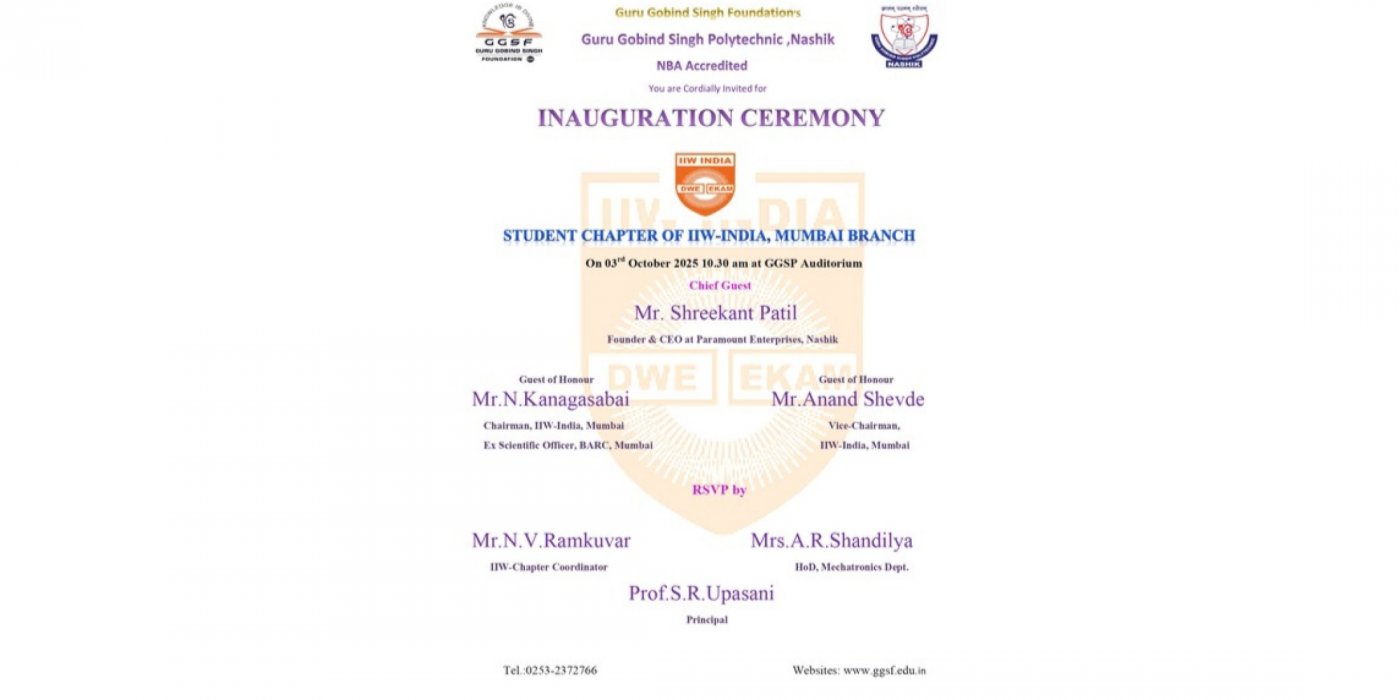 Shreekant Patil to Grace Inauguration of IIW India Student Chapter at GGSP Nashik