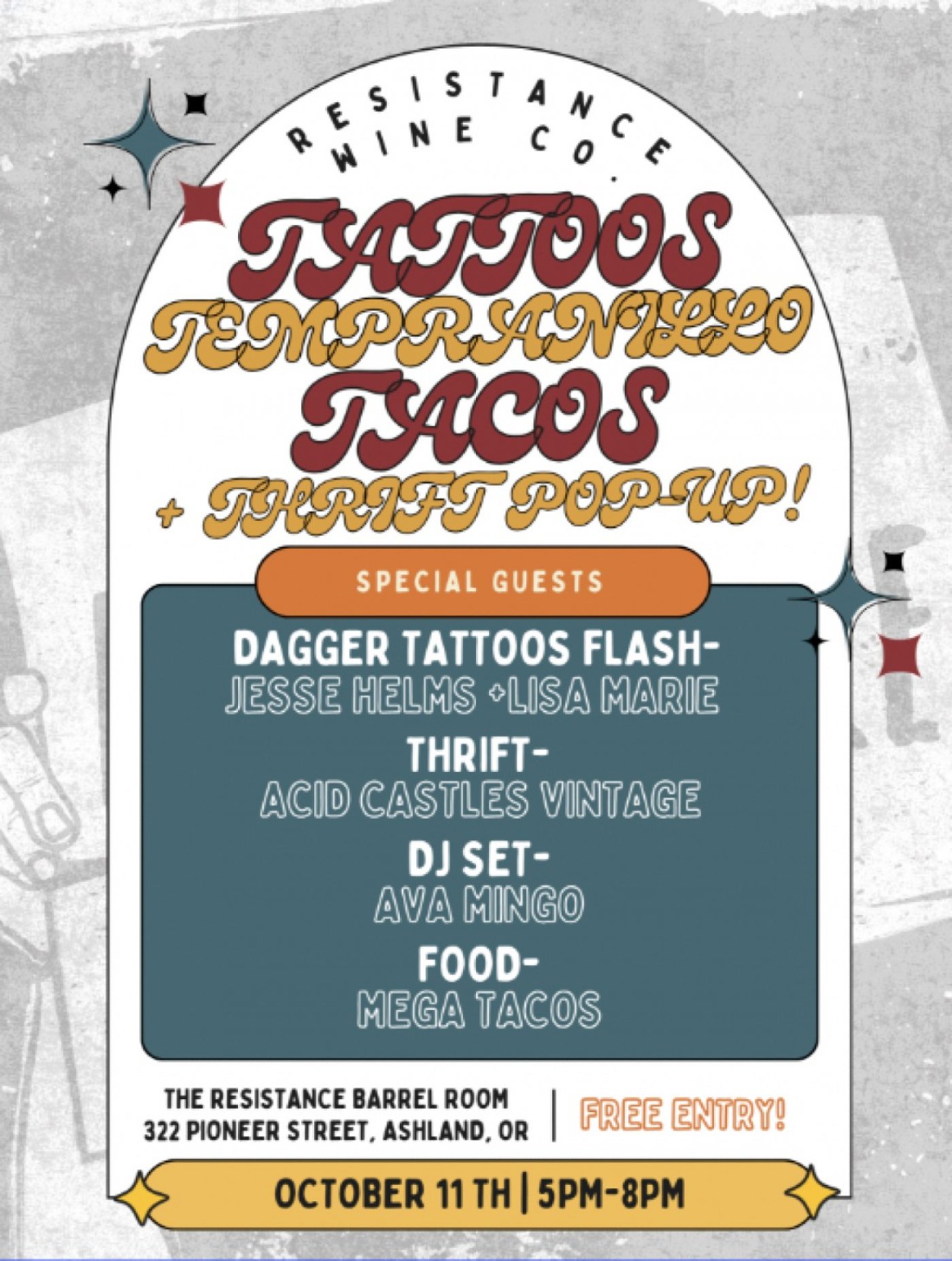 Tattoos, Tempranillo, Tacos, & Thrift Pop-Up at Resistance