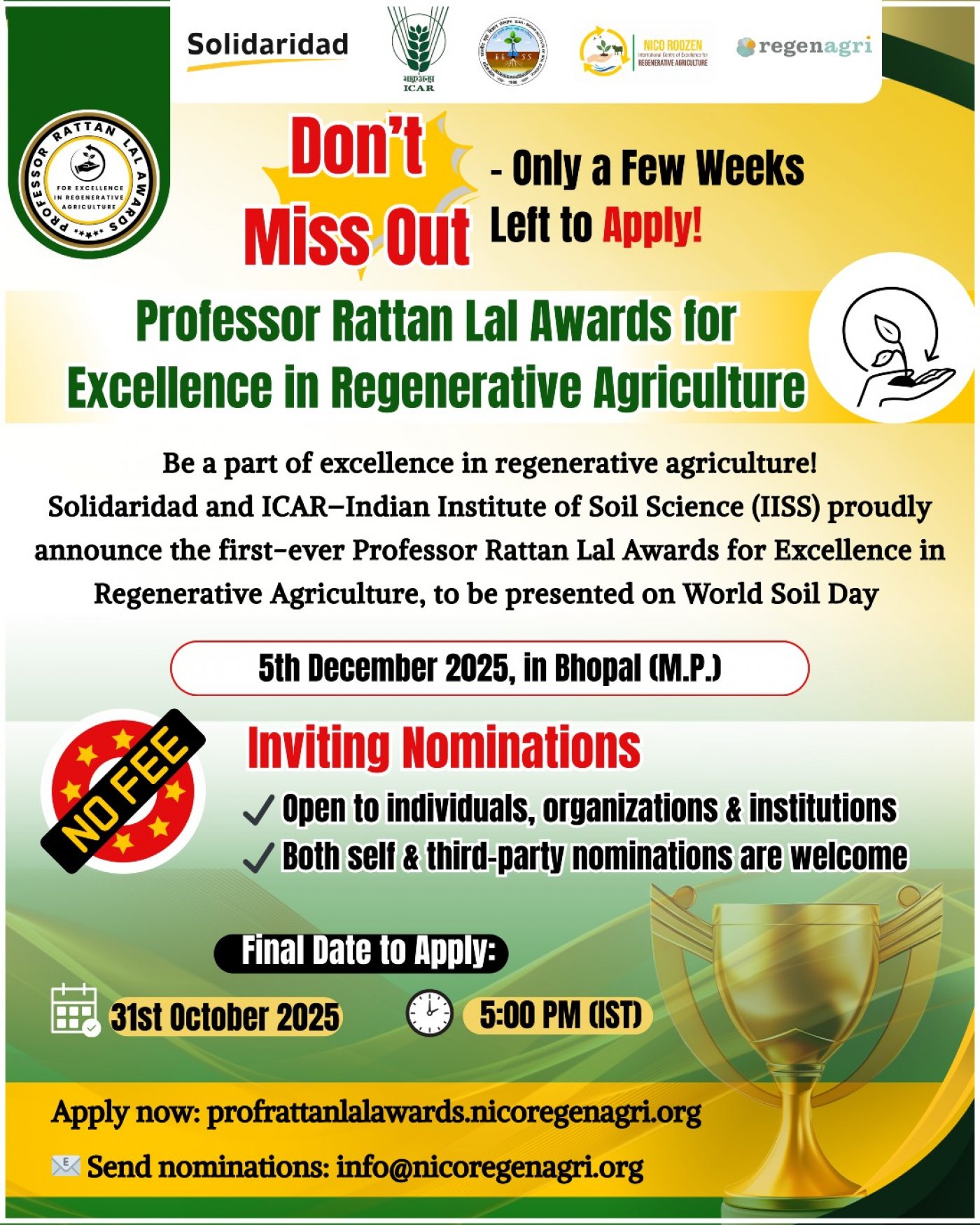 Professor Rattan Lal Awards for Excellence in Regenerative Agriculture