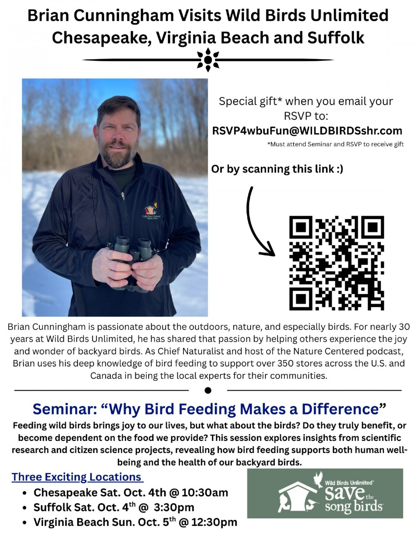 Brian Cunningham Visits Wild Birds Unlimited