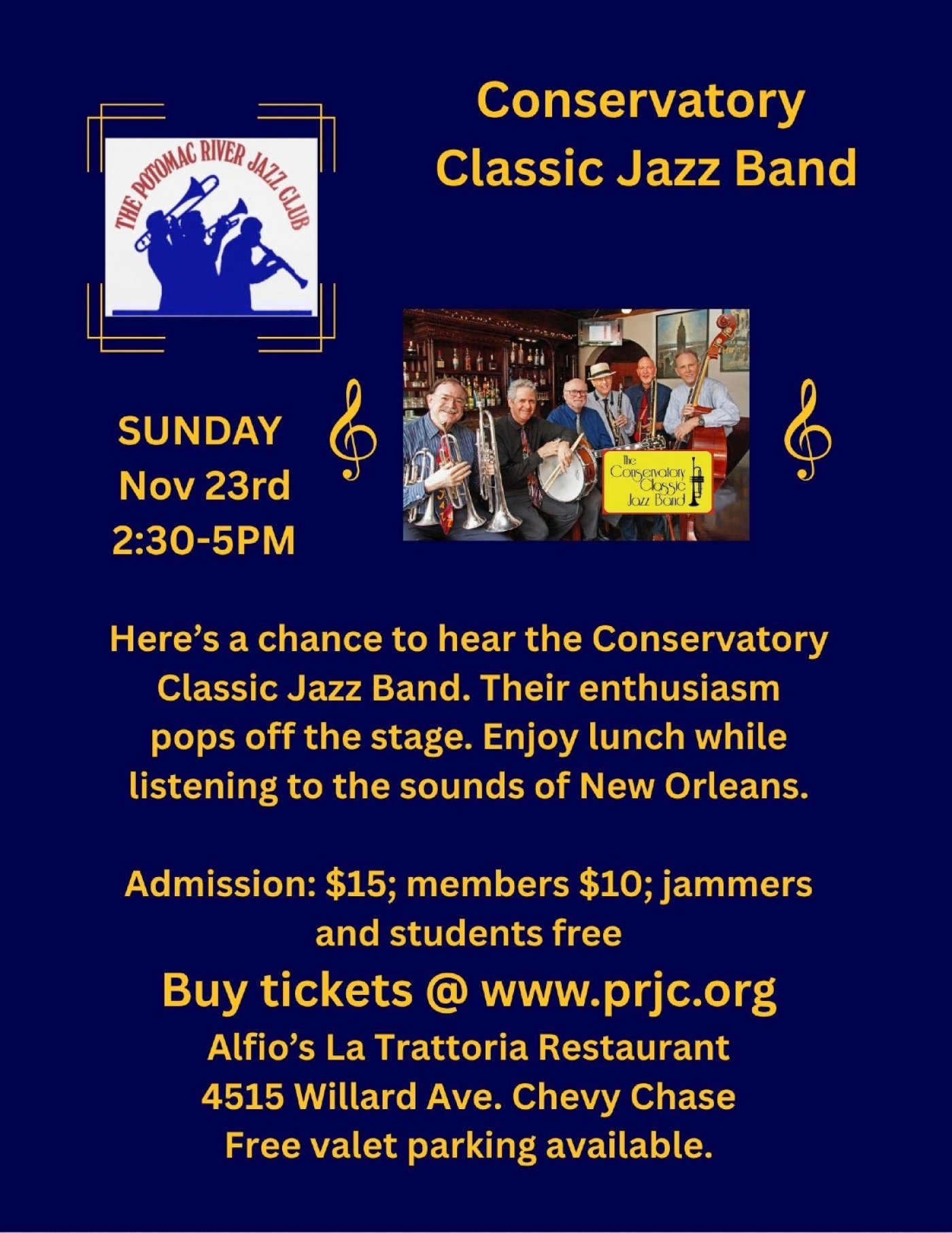 Conservatory Classic Jazz Band sponsored by Potomac River Jazz Club
