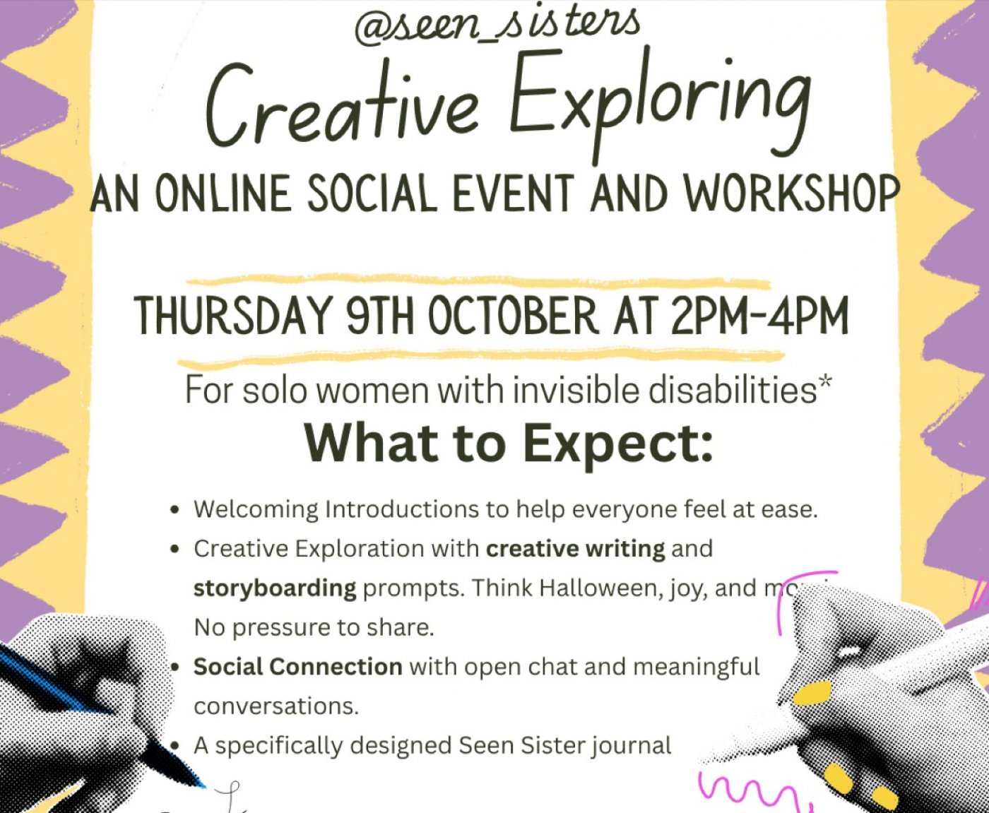 Creative Exploring: Seen Sisters Social and Online Workshop