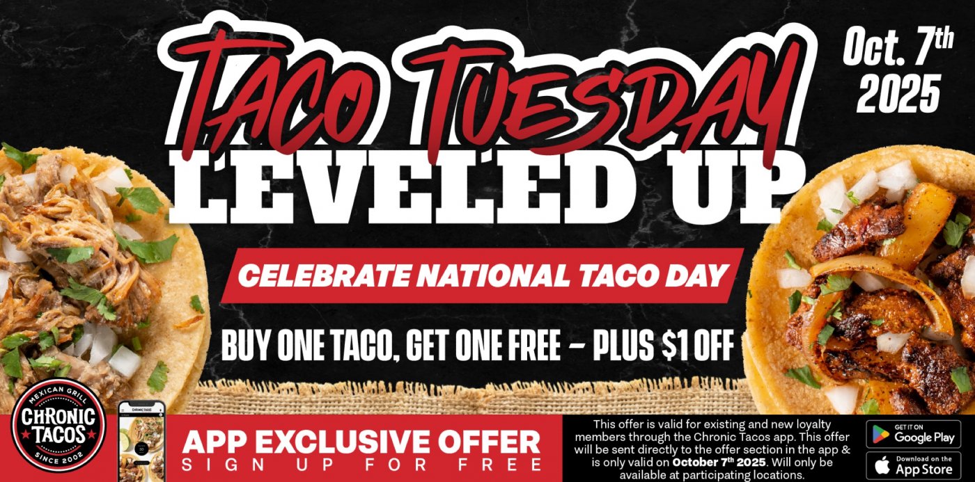 Level Up Your Taco Tuesday: Chronic Tacos\u2019 Exclusive National Taco Day BOGO