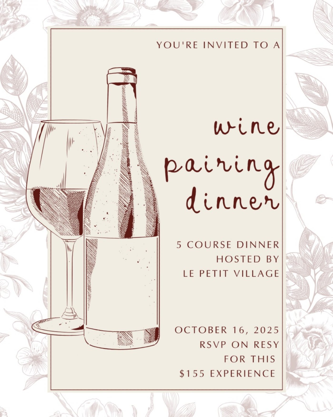 Take a Culinary Journey across France at Le Petit Village's Wine Pairing Dinner on 10\/16