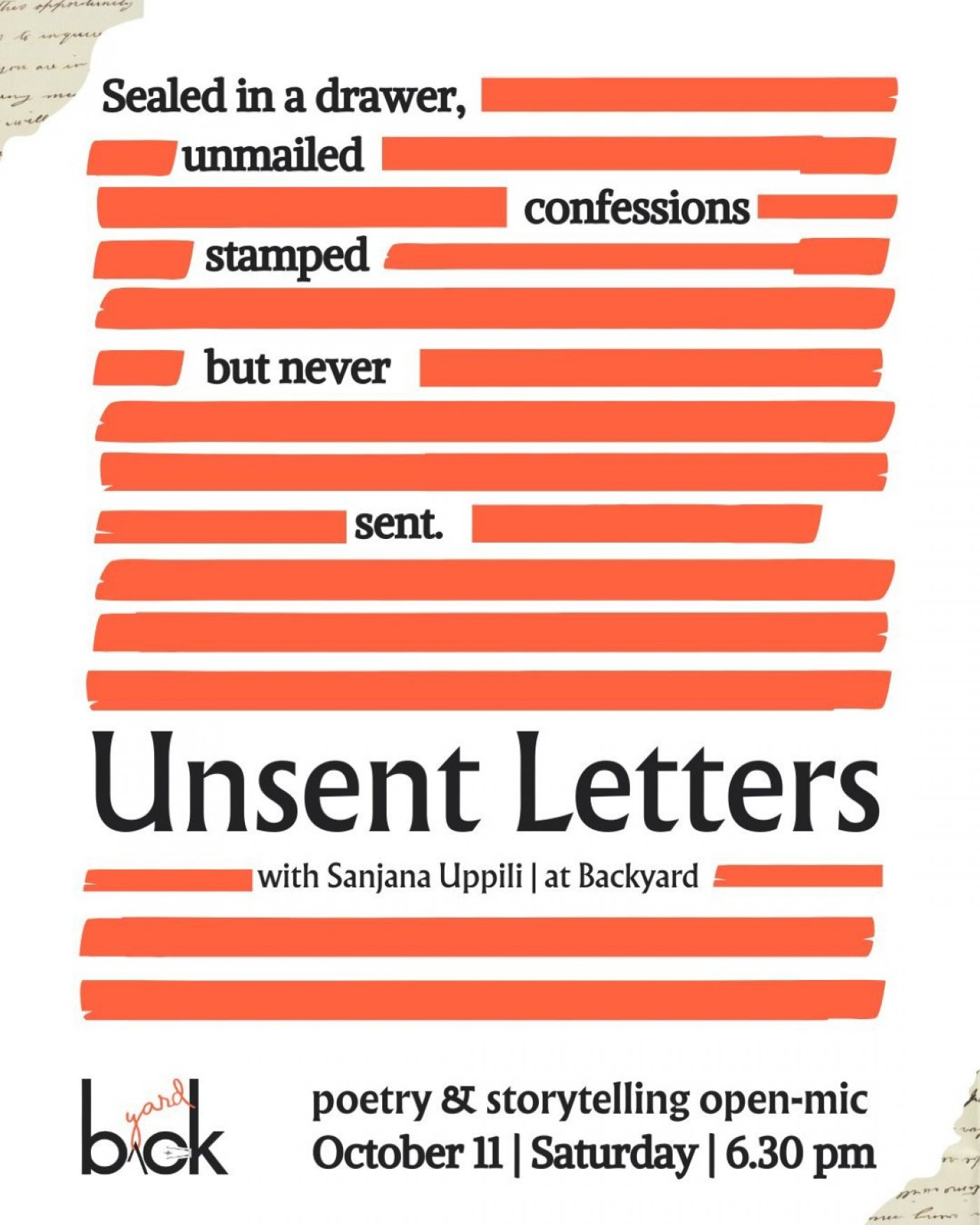 Performer Pass | Unsent Letters : An open-mic