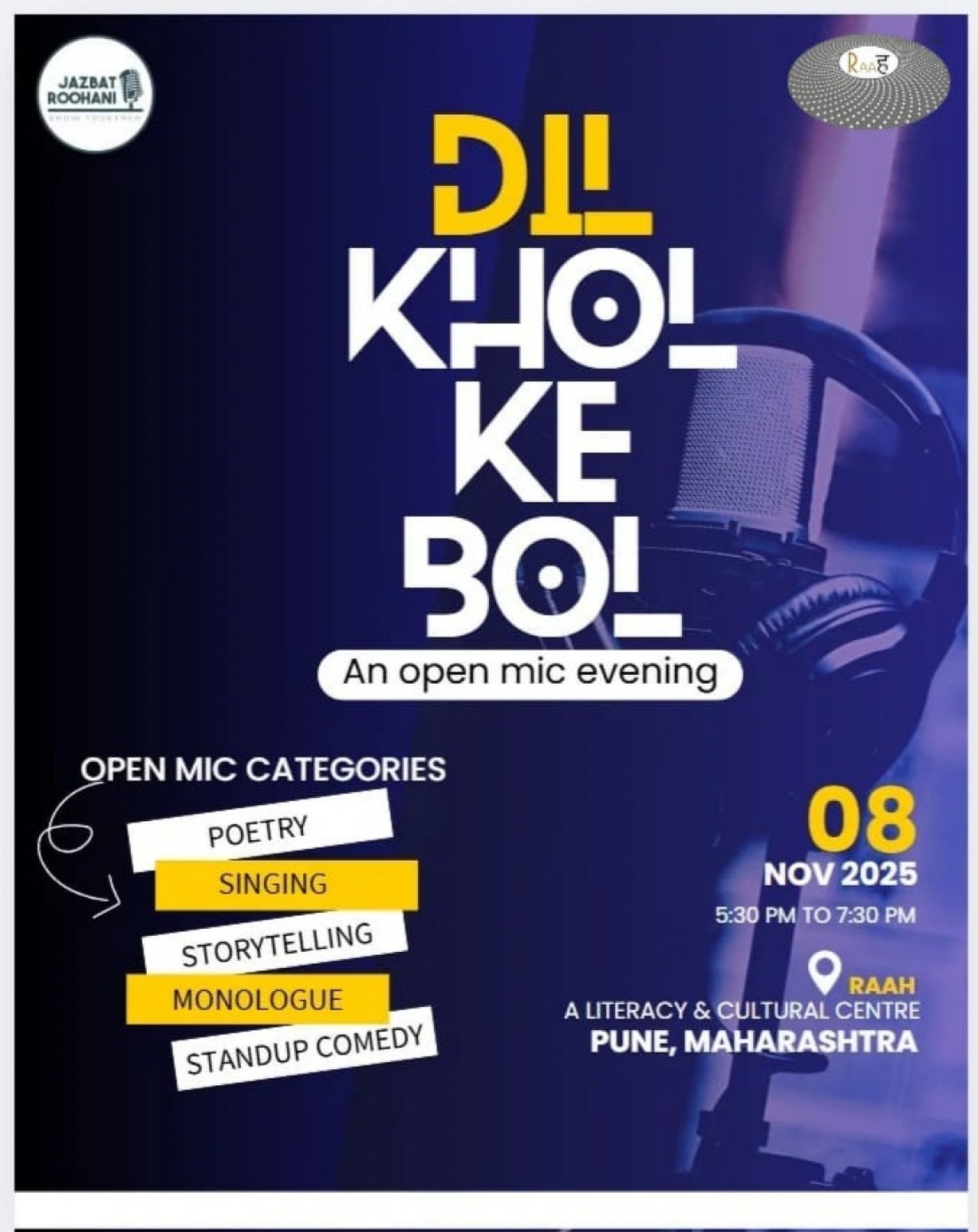Dil Khol Ke Bol - An open mic evening