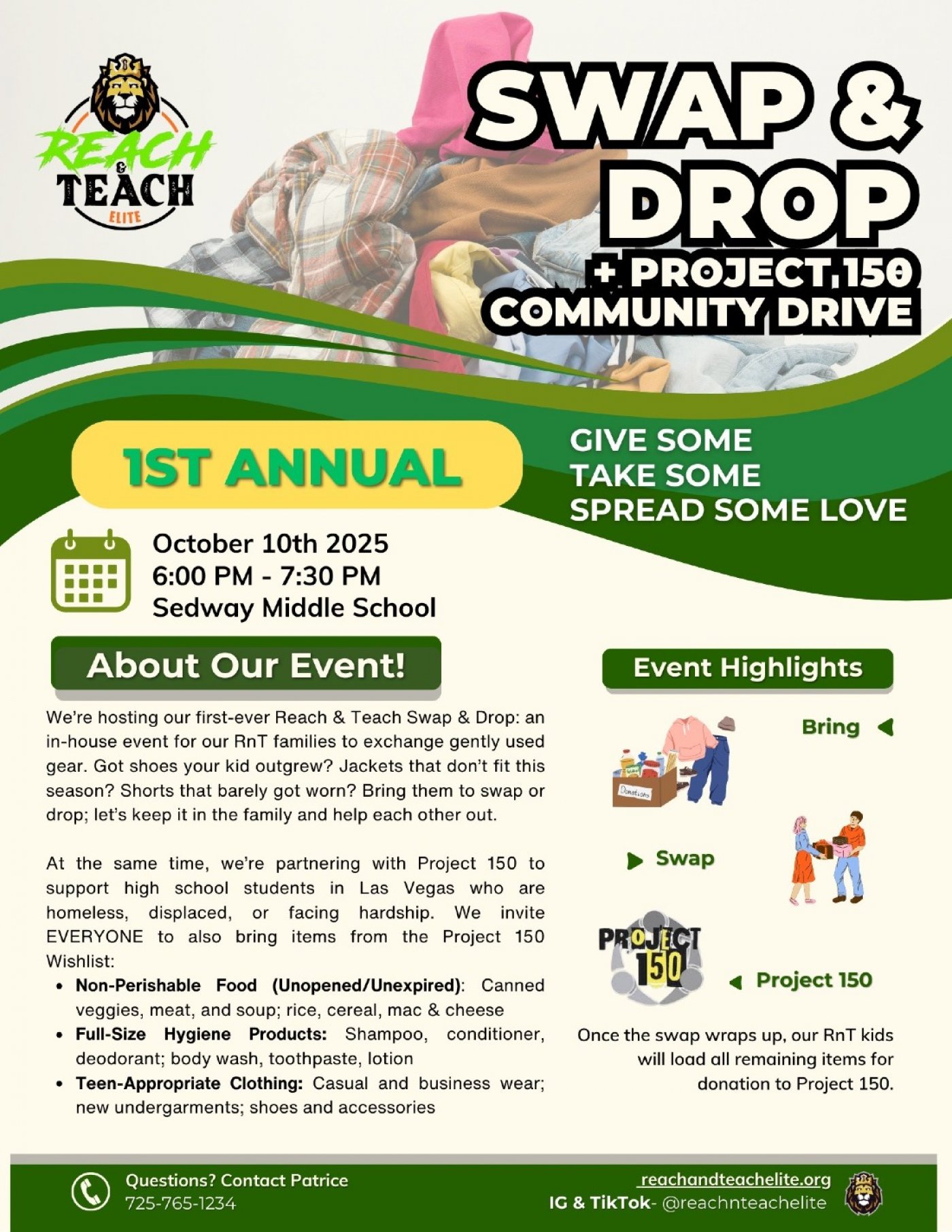 Swap & Drop + Project 150 Community Drive | Las Vegas Youth Clothing & Shoe Swap