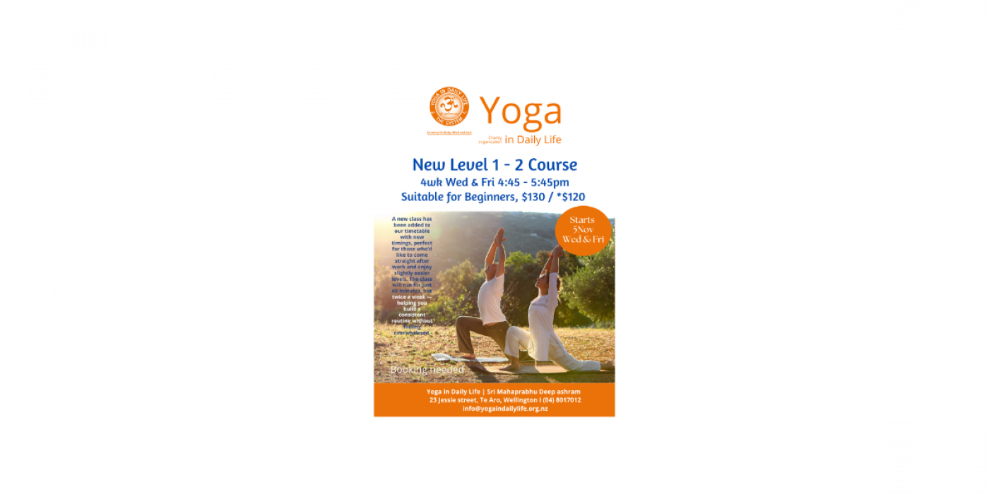 New Level 1- 2 Yoga class, twice a week Wed & Fri