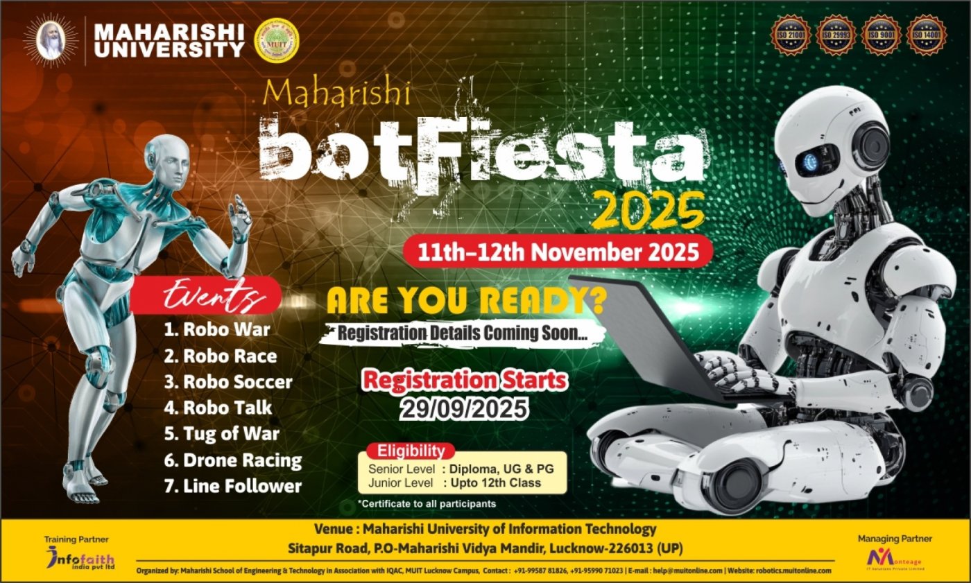 Maharishi University, Lucknow presents BotFiesta 2025 \u2013 11th & 12th November