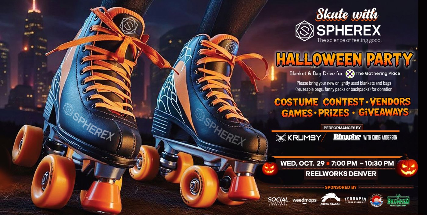 Skate with SPHEREX- Halloween Party \/\/ Bag & Blanket Drive