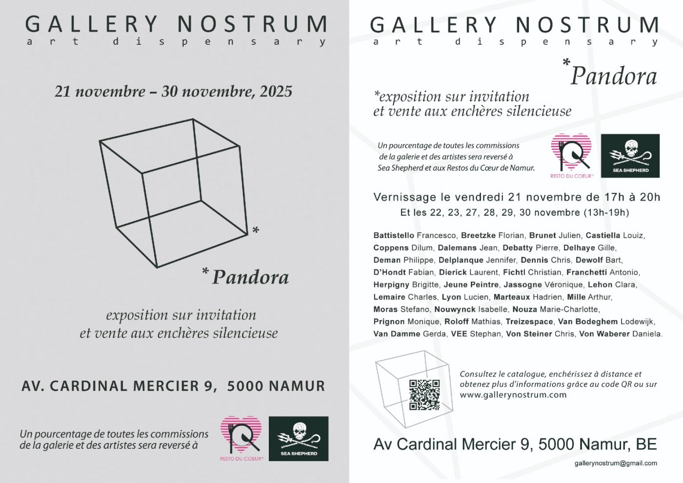 Pandora \u2013 Exposition.  Au profit de Sea Shepherd et du Restos du C\u0153ur de Namur.