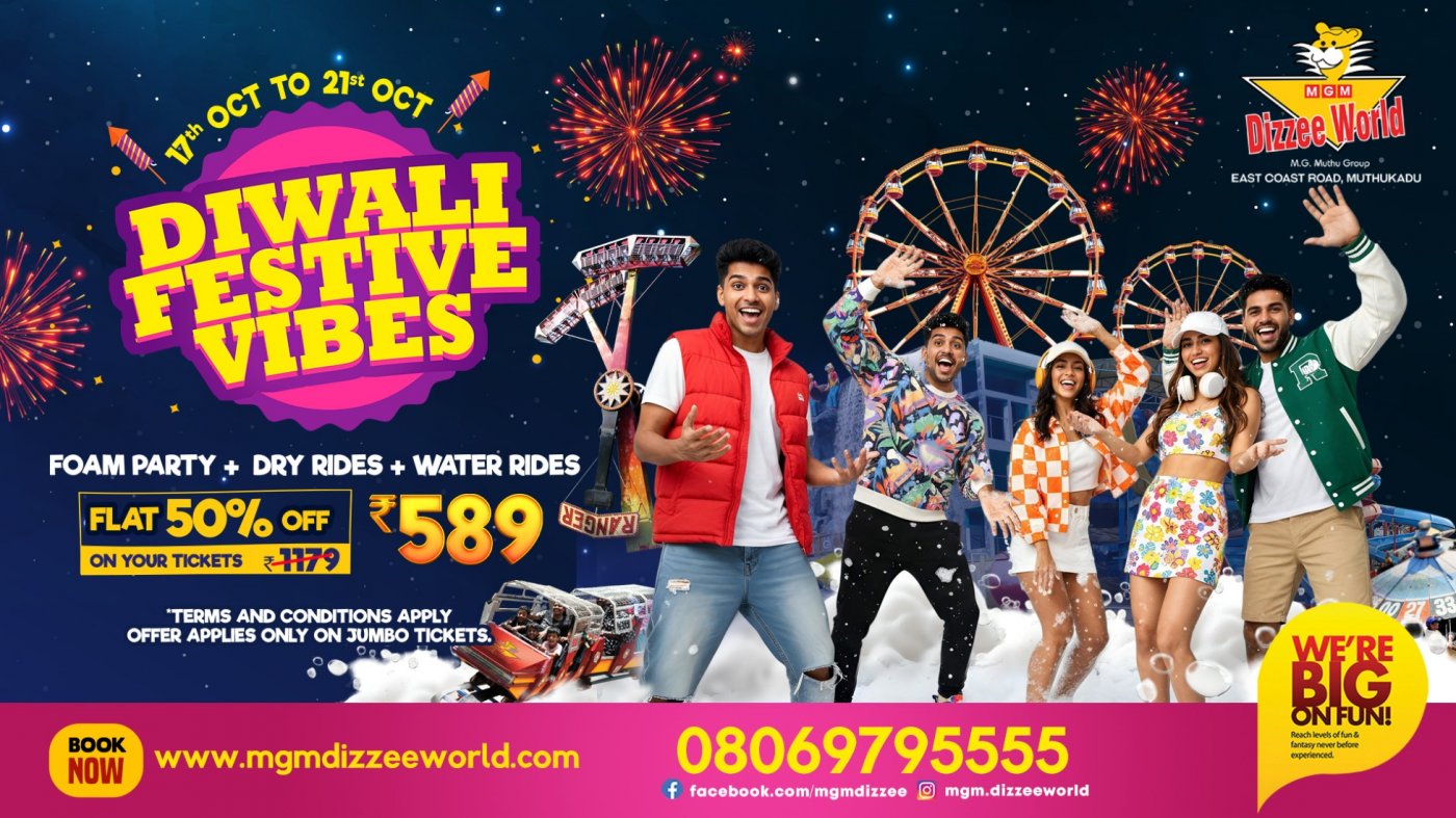 Diwali Festive Vibes @ MGM Dizzee World - Flat 50% OFF!