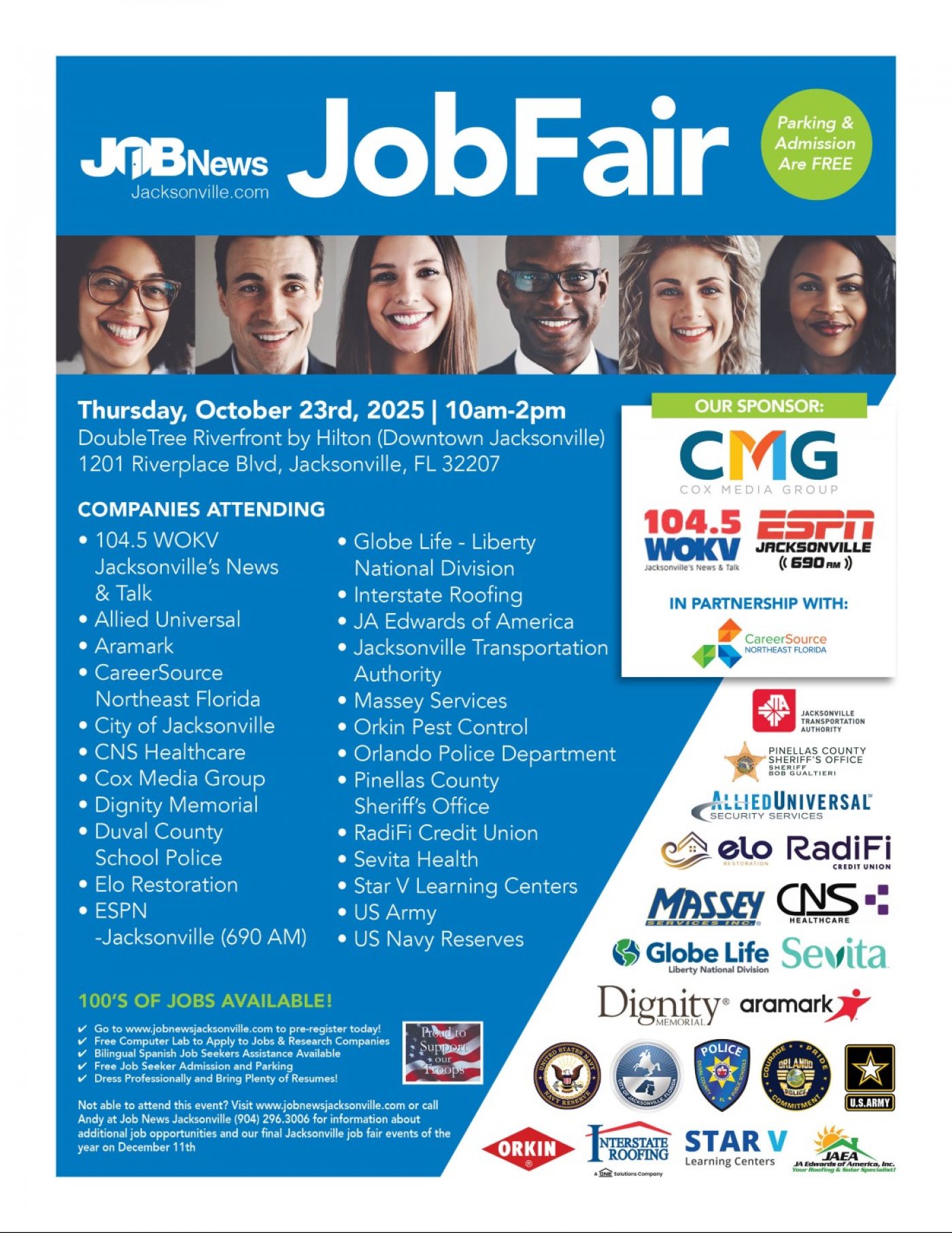 Jacksonville JOB FAIR - 25 Companies Hiring for 100's of JOBS