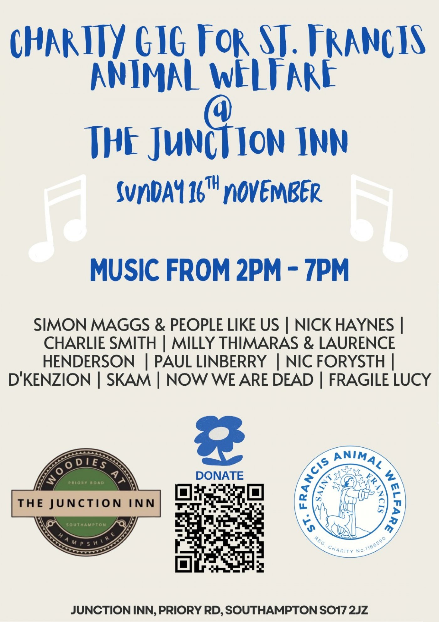 Charity Gig for St. Francis Animal Welfare @ The Junction