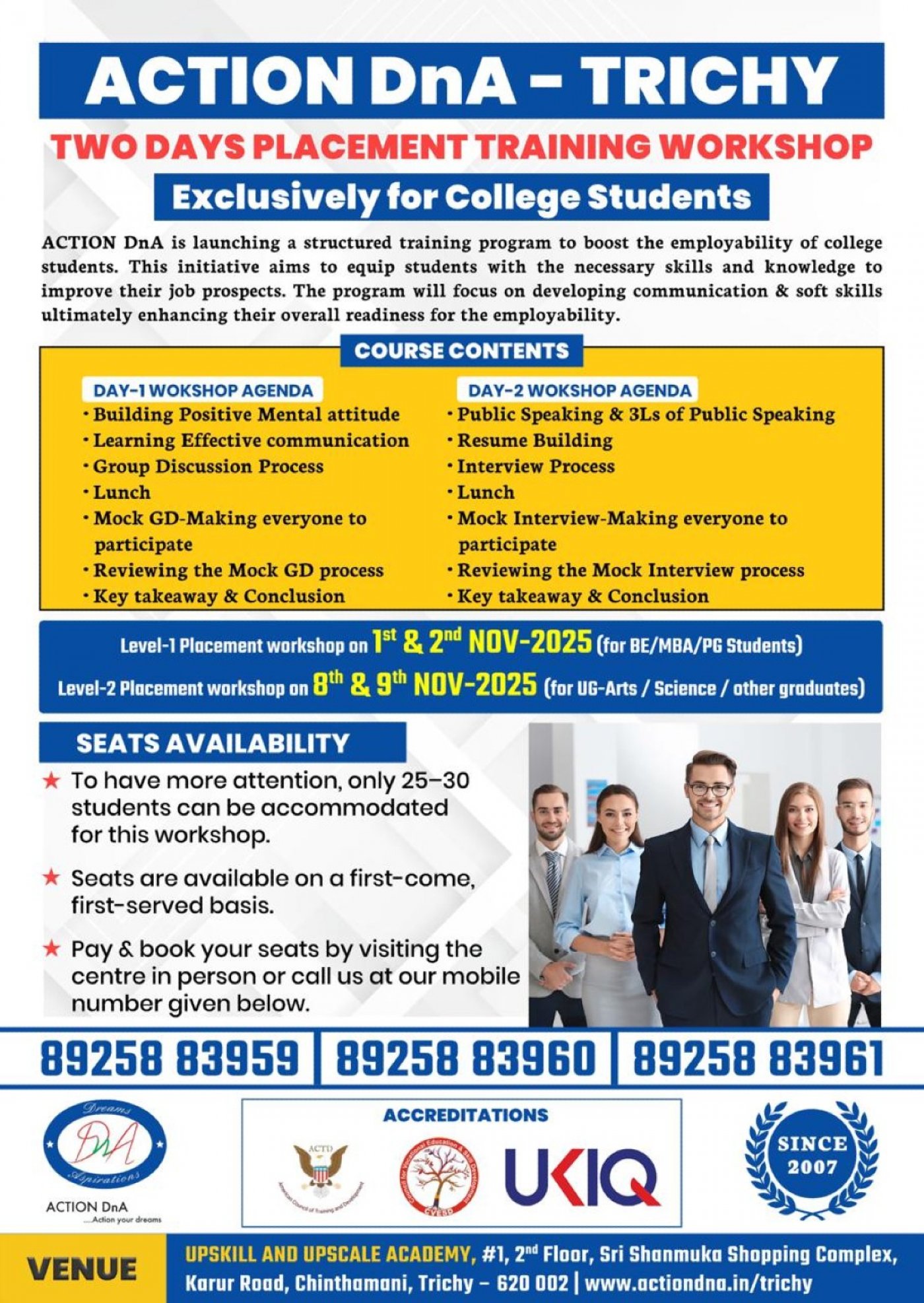 TWO DAYS PLACEMENT TRAINING WORKSHOP FOR COLLEGE STUDENTS