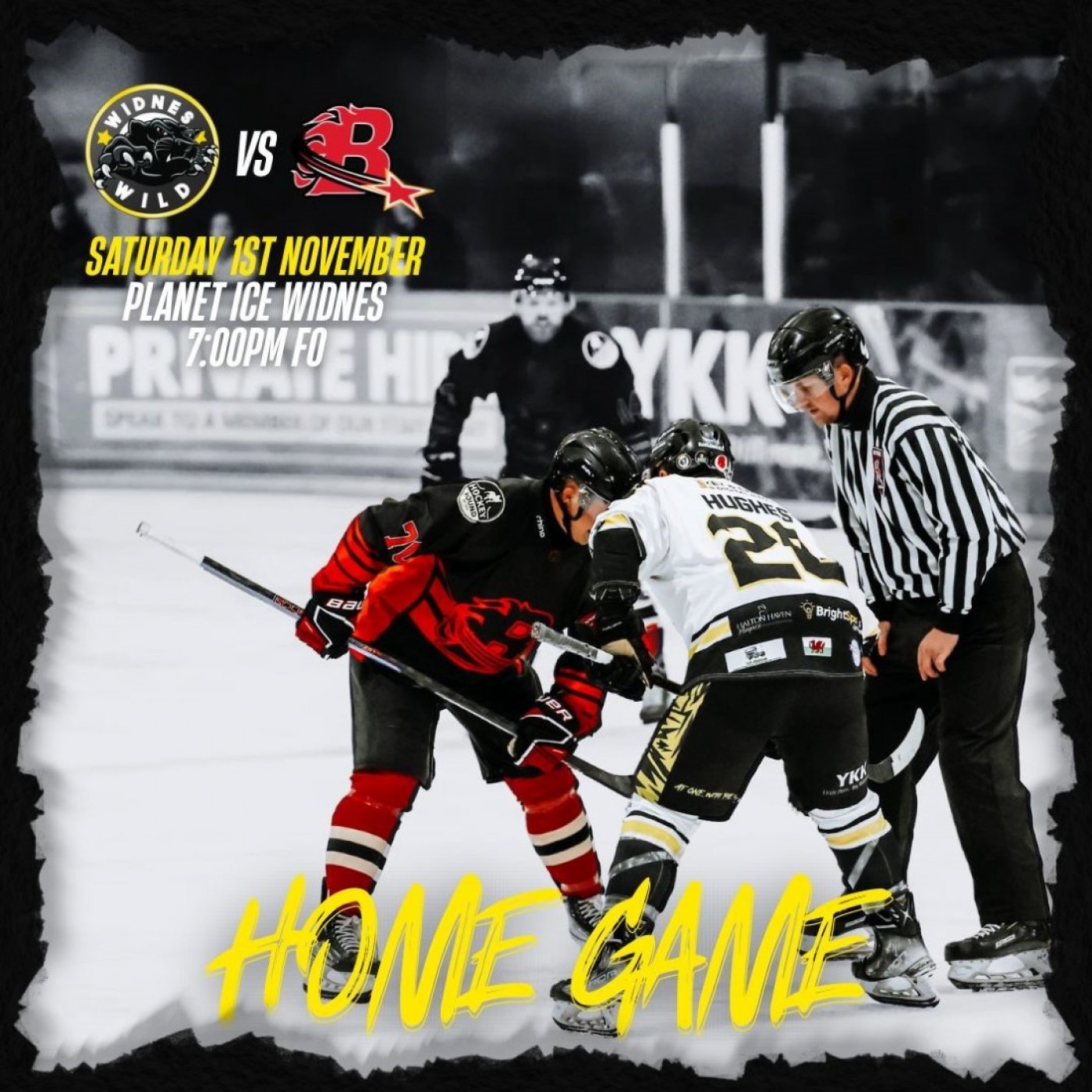 YKK Widnes Wild vs Billingham Stars Ice Hockey Match FO 7PM - Sunday 1\/11\/25 Planet Ice Widnes