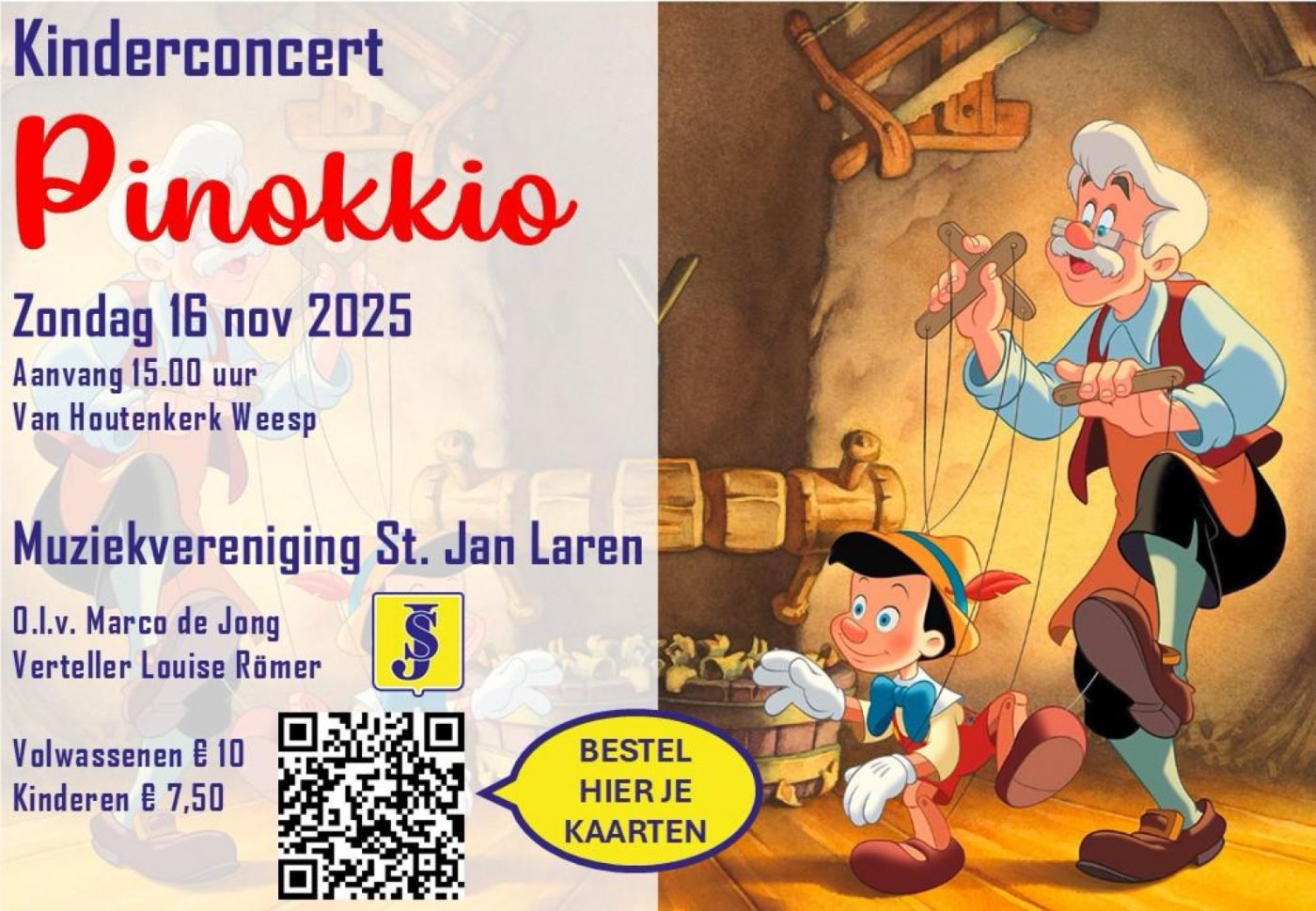 Kinderconcert Pinokkio st Jan Laren van Houtenkerk Weesp