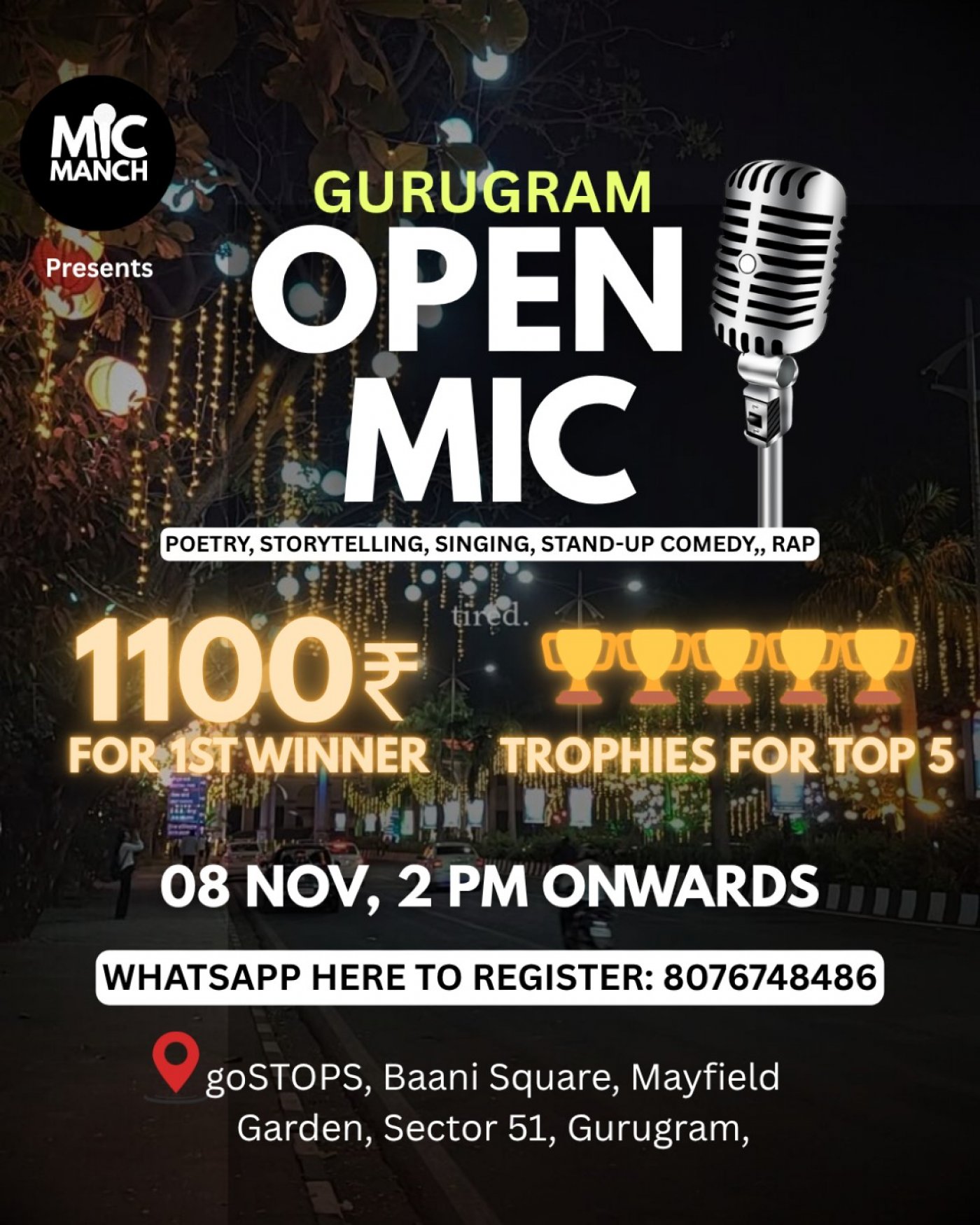 OPEN MIC IN GURUGRAM - Poetry, Storytelling, Singing, Standup Comedy