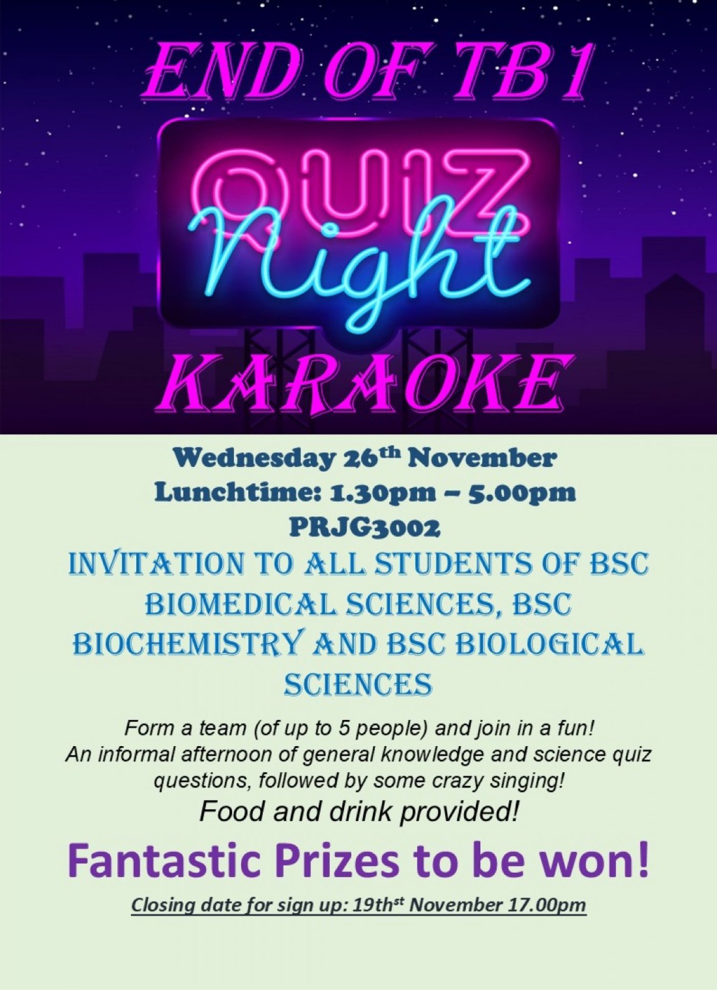 Quiz afternoon and Karaoke -26th November 2025