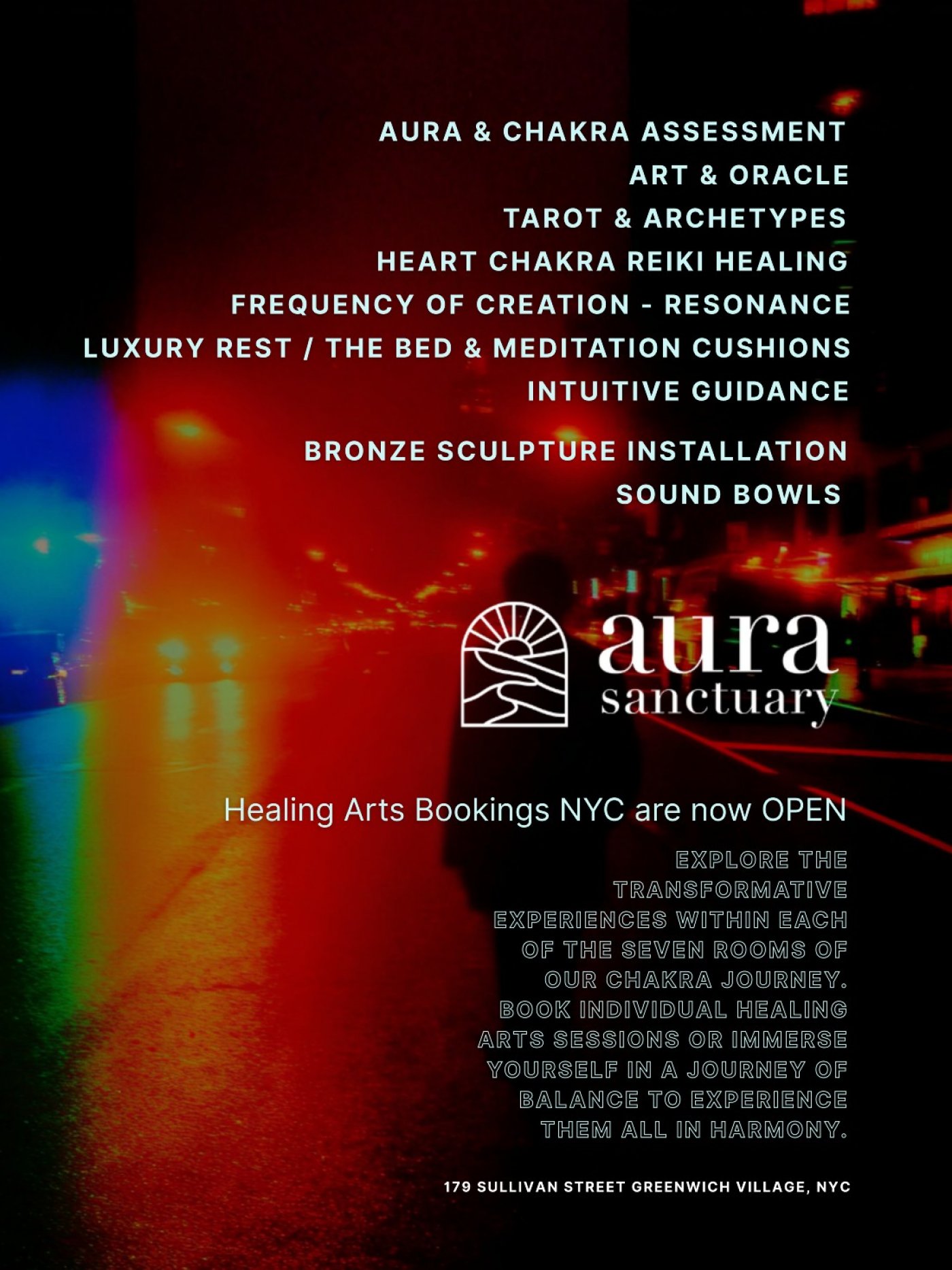 Healing Arts Bookings are NOW OPEN at Aura Sanctuary NYC