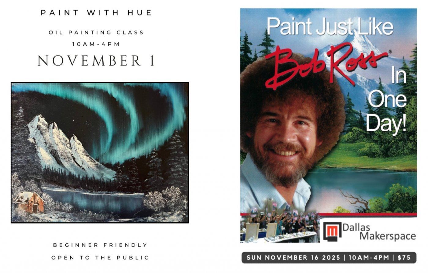 Landscape oil painting with a certified Bob Ross Instructor