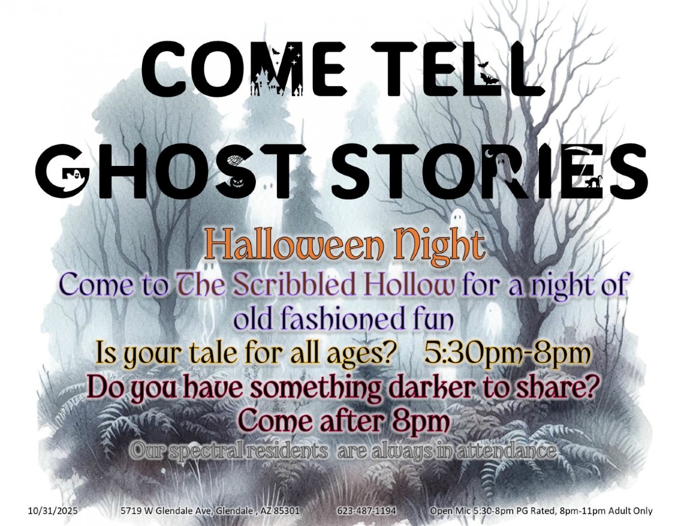 Ghost Stories at The Scribbled Hollow on Halloween
