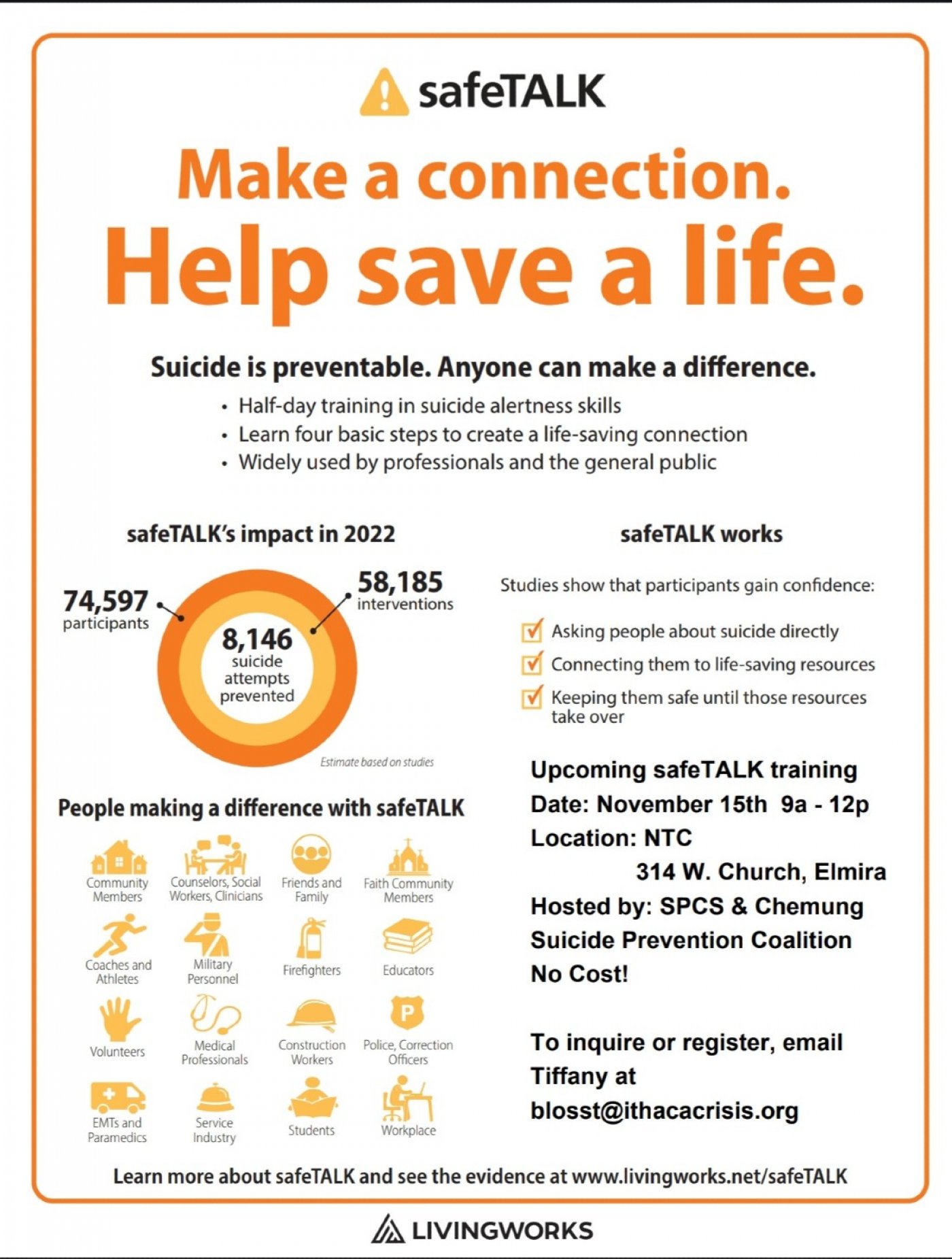 Livingworks SafeTALK presented by Suicide and Crisis Services of Tompkins County