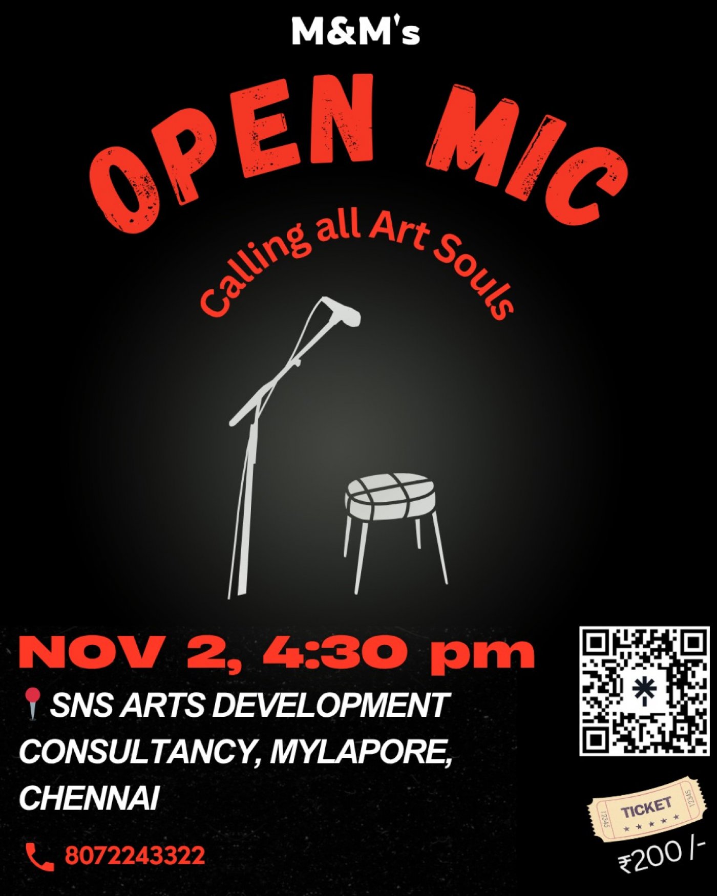 Open Mic Night in Chennai by 'M&M' : 2nd November