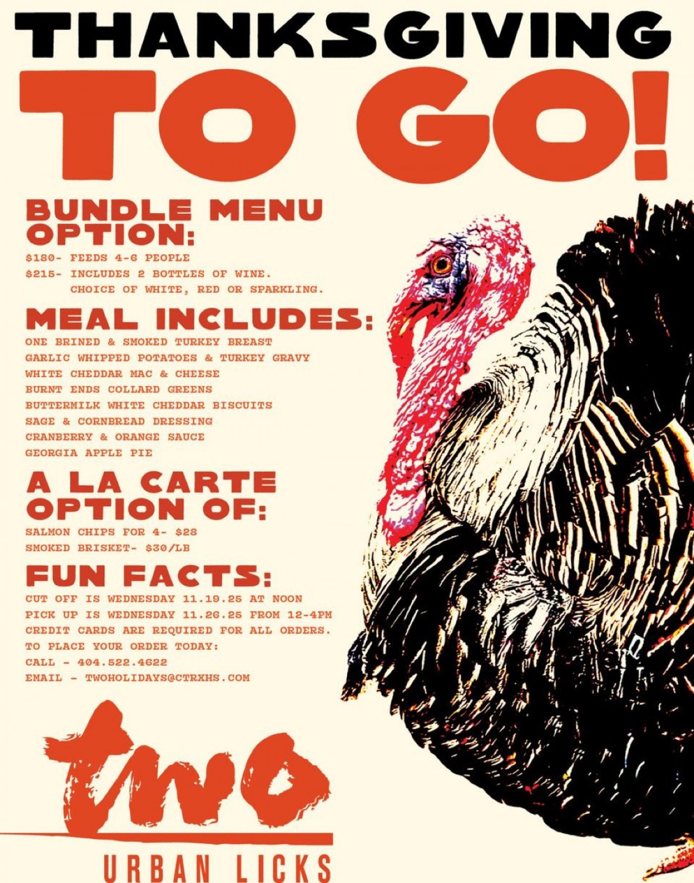 Thanksgiving TWO-Go is Back at TWO urban licks 