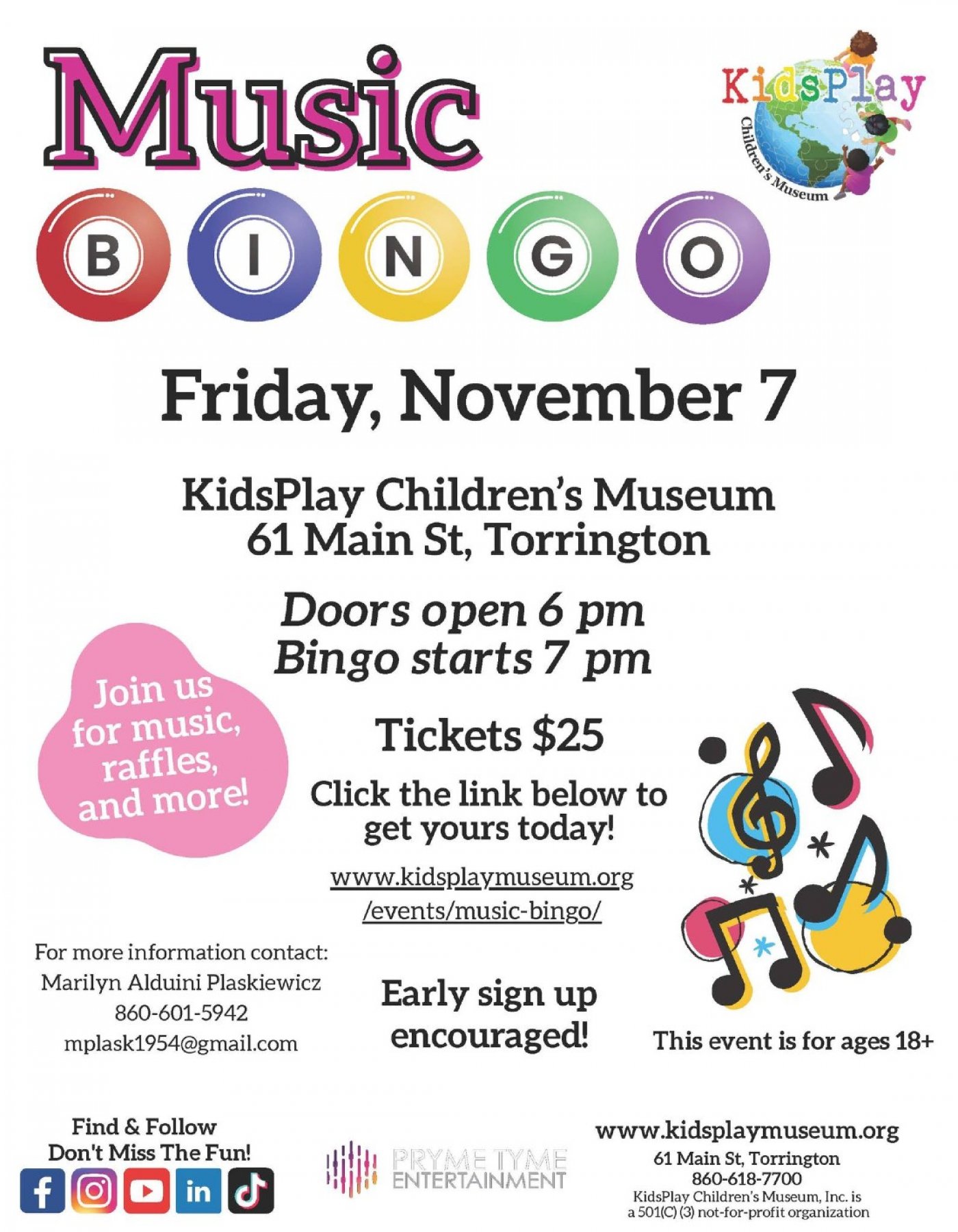 Music Bingo @ Kidsplay Museum - Torrington, CT