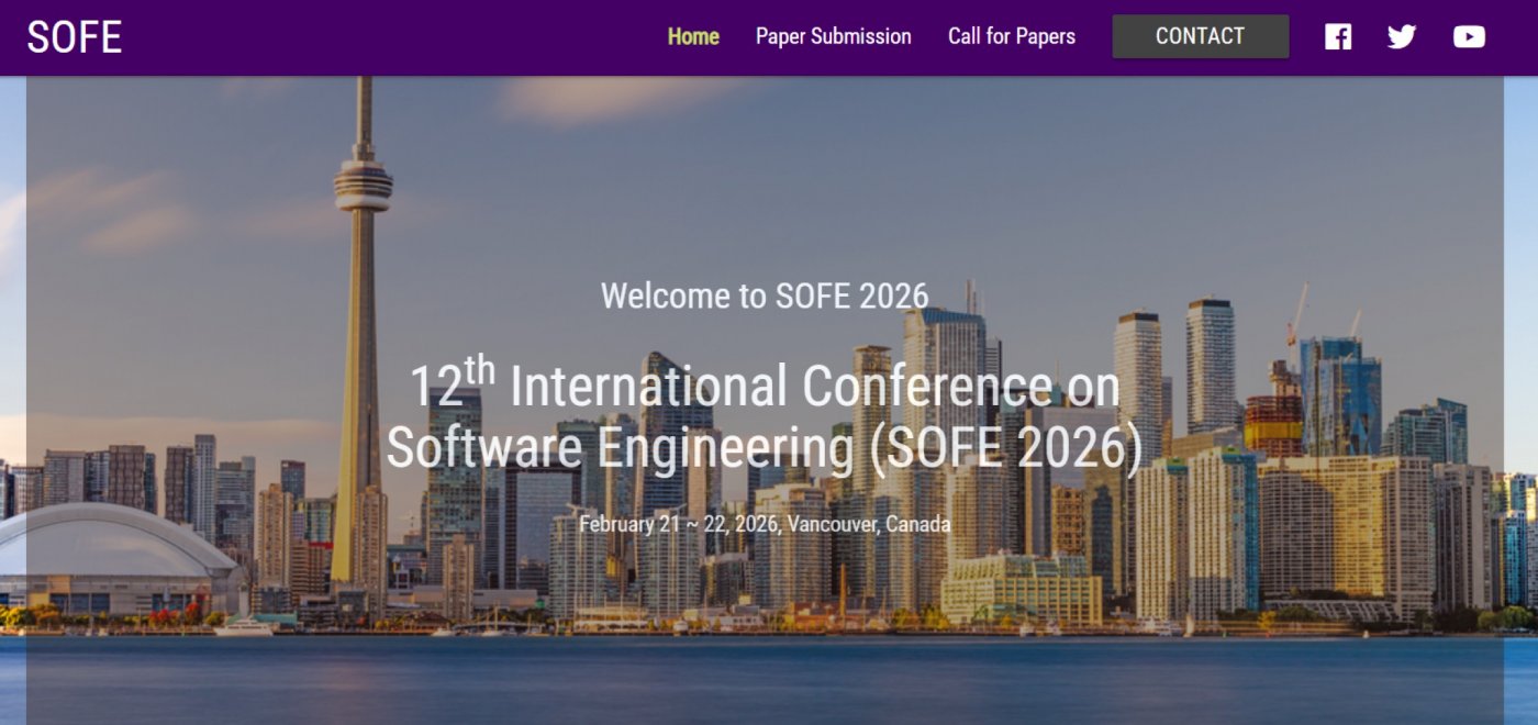 12th International Conference on Software Engineering (SOFE 2026)