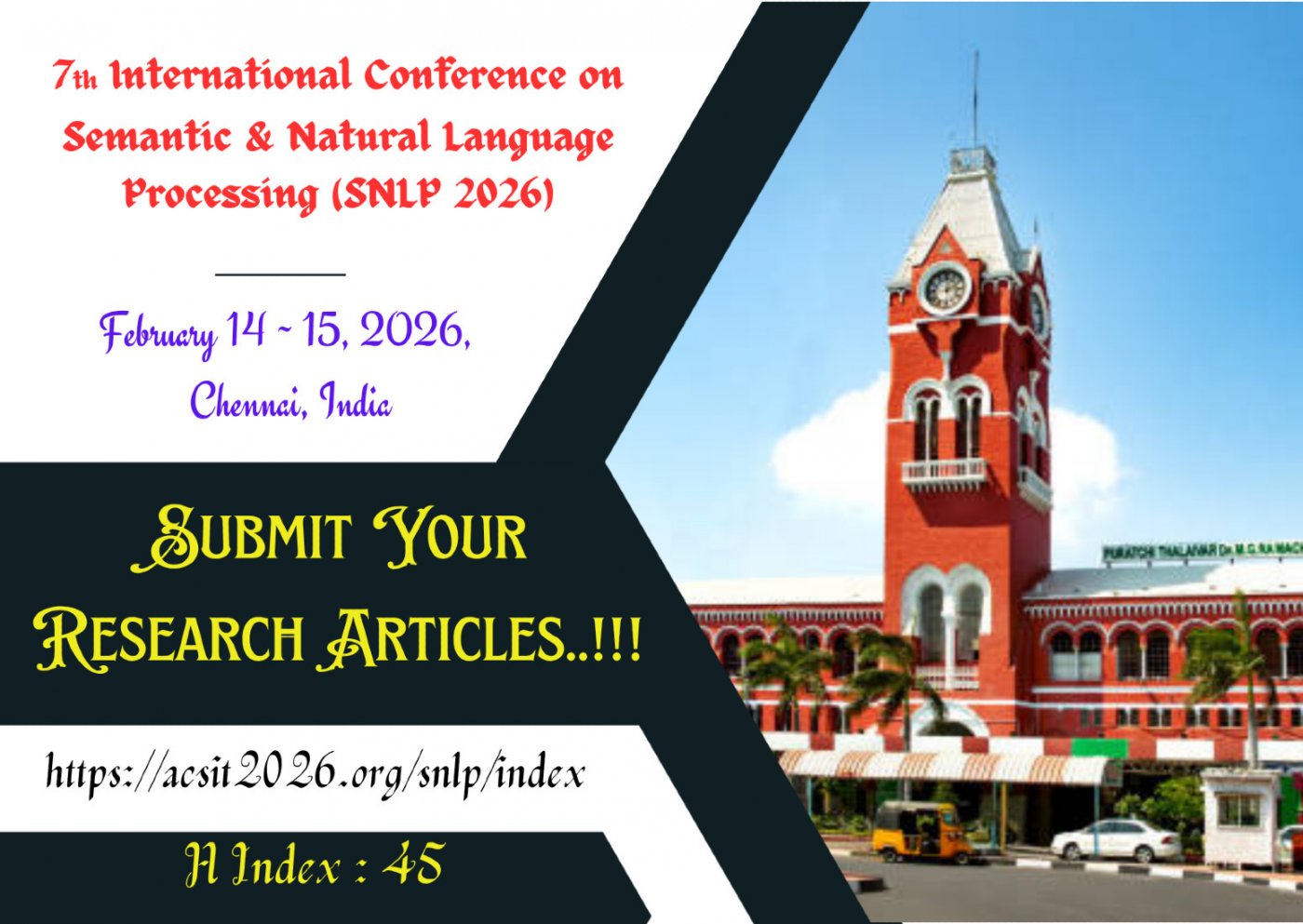7th International Conference on Semantic & Natural Language Processing (SNLP 2026)