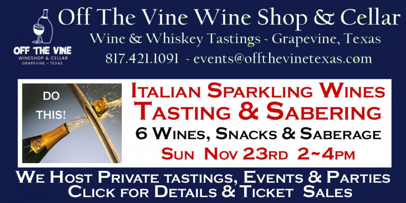 Sparkling Sunday - Wine & Sabers Tasting - All Italians! 2-4pm