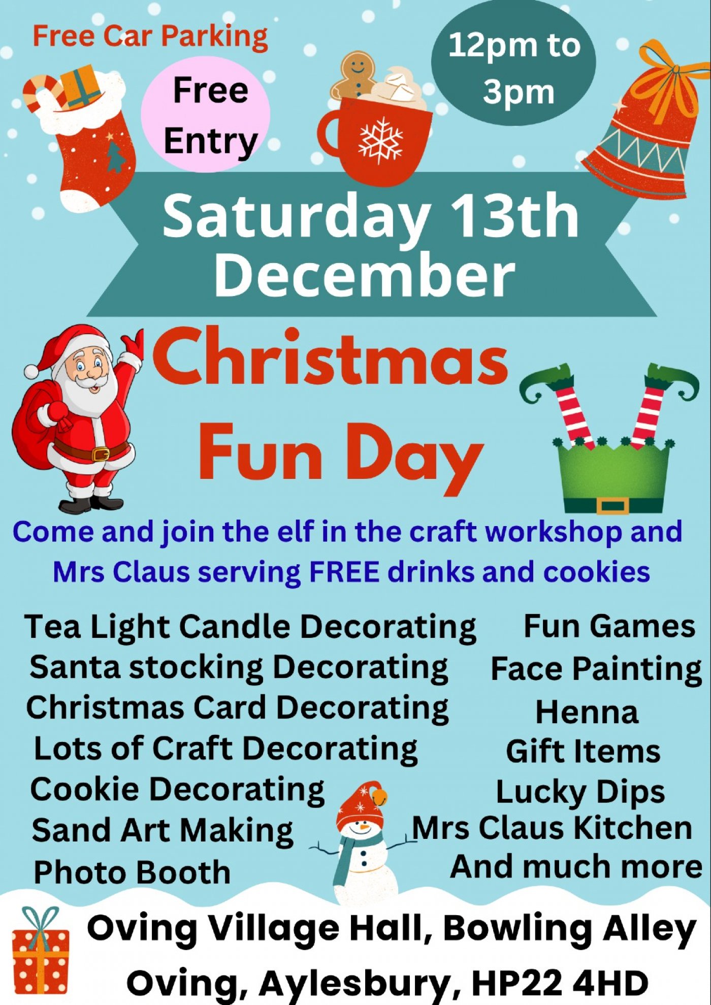 Christmas Family Fun Day in Oving Aylesbury Buckinghamshire