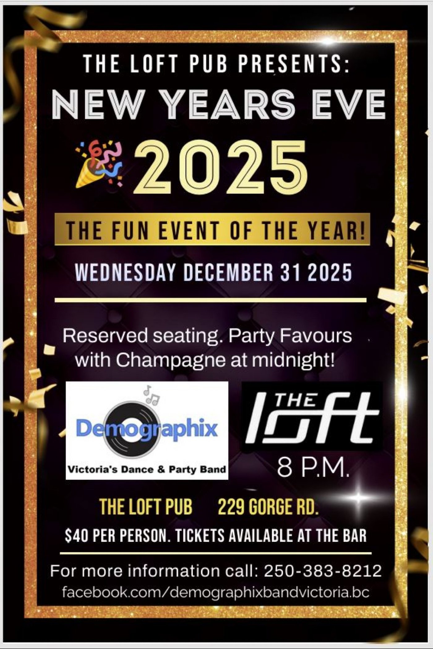 \ud83c\udf89 NEW YEARS EVE at THE LOFT PUB with DEMOGRAPHIX BAND