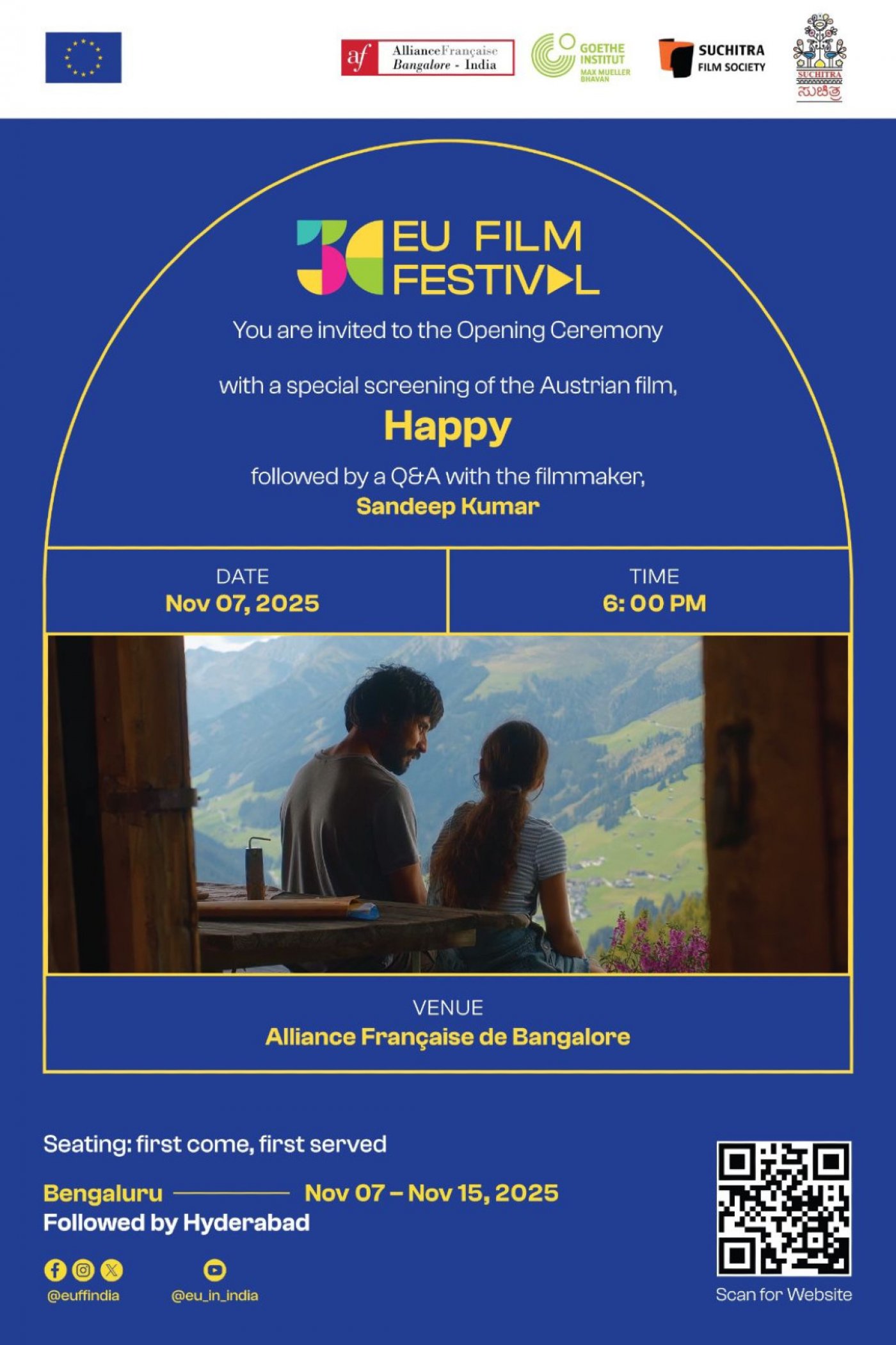 Opening Ceremony of the European Union Film Festival - Fri. 7th Nov. - Alliance Fran\u00e7aise Bangalore