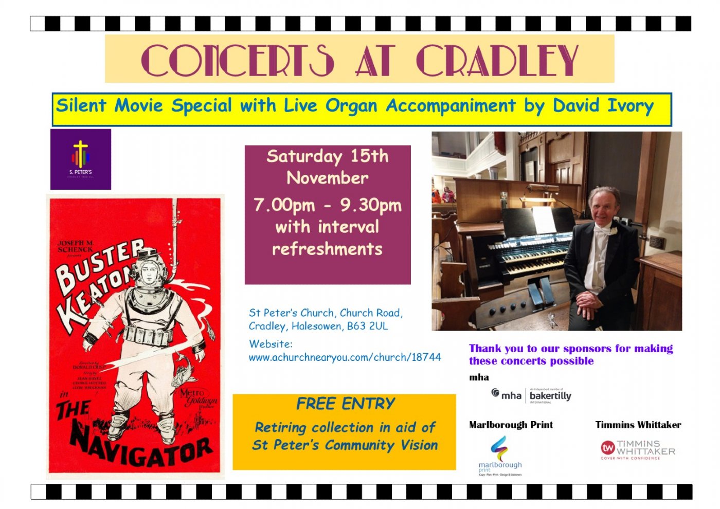 Saturday Night at the Silent Movies with LIVE organ accompaniment - Buster Keaton in "The Navigator"