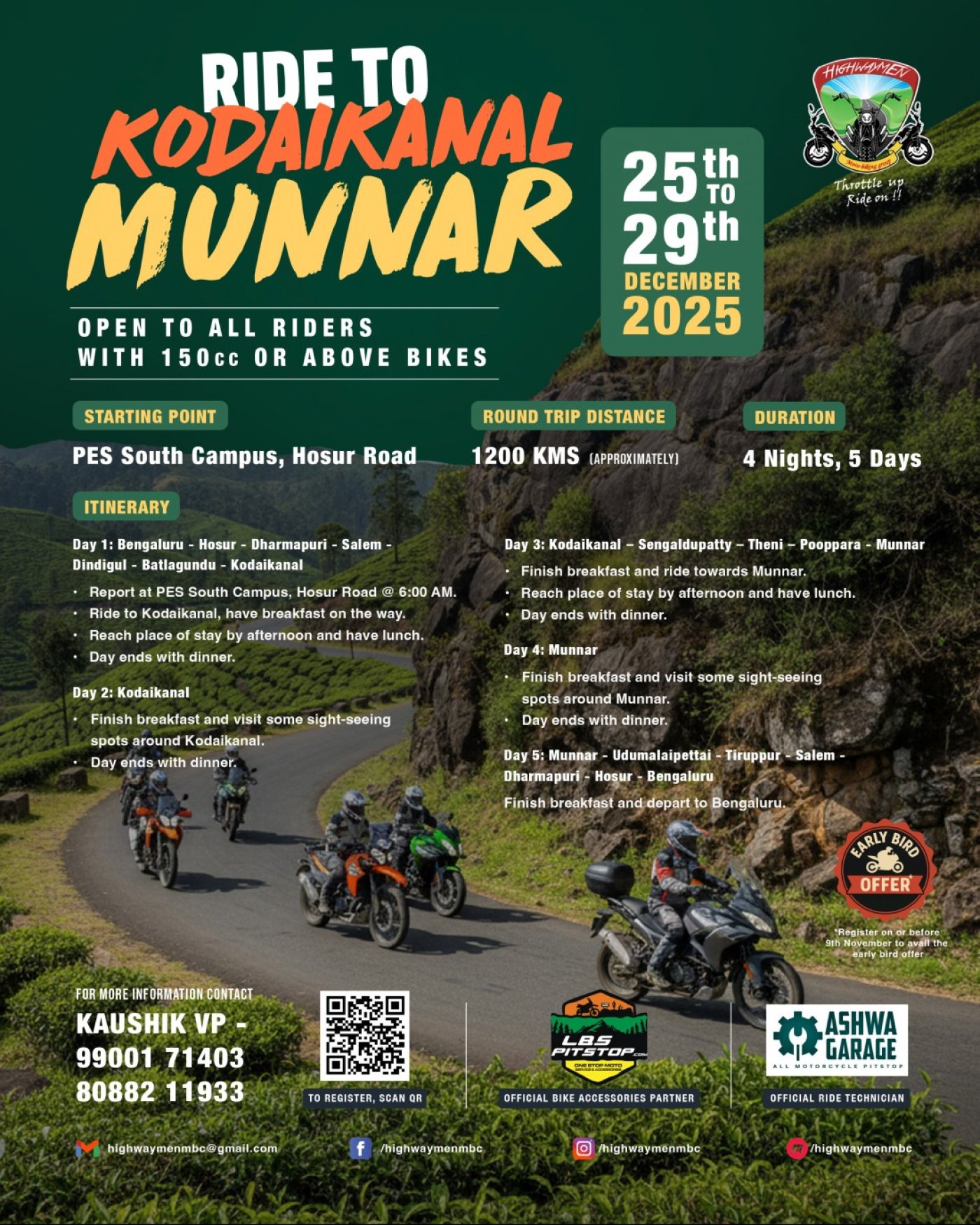 Ride to Kodaikanal & Munnar
