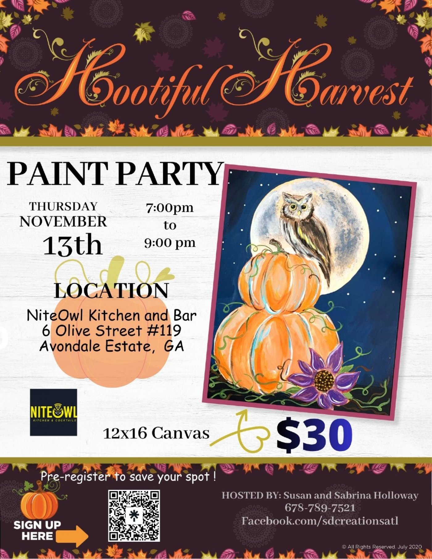 Paint Party at NiteOwl Kitchen & Bar