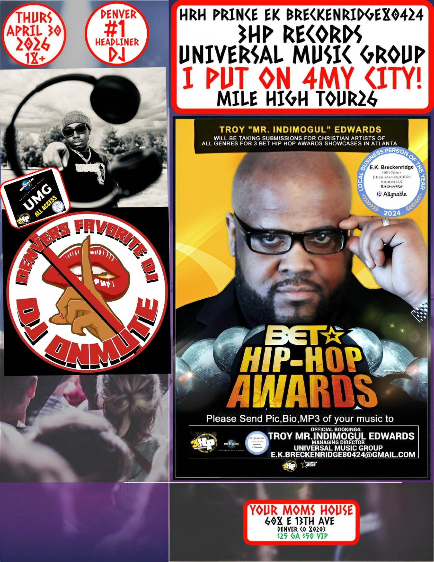 HRH PRINCE EK.BRECKENRIDGE80424 3HPRECORDS UNIVERSAL MUSIC GROUP 'I PUT ON 4MY CITY MILE HIGH TOUR26
