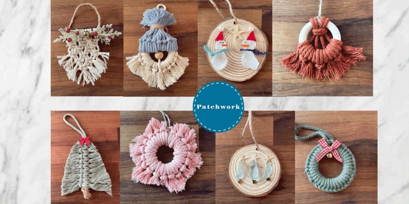 Patchwork Macrame + Sea Glass Christmas Ornament Craft Workshop