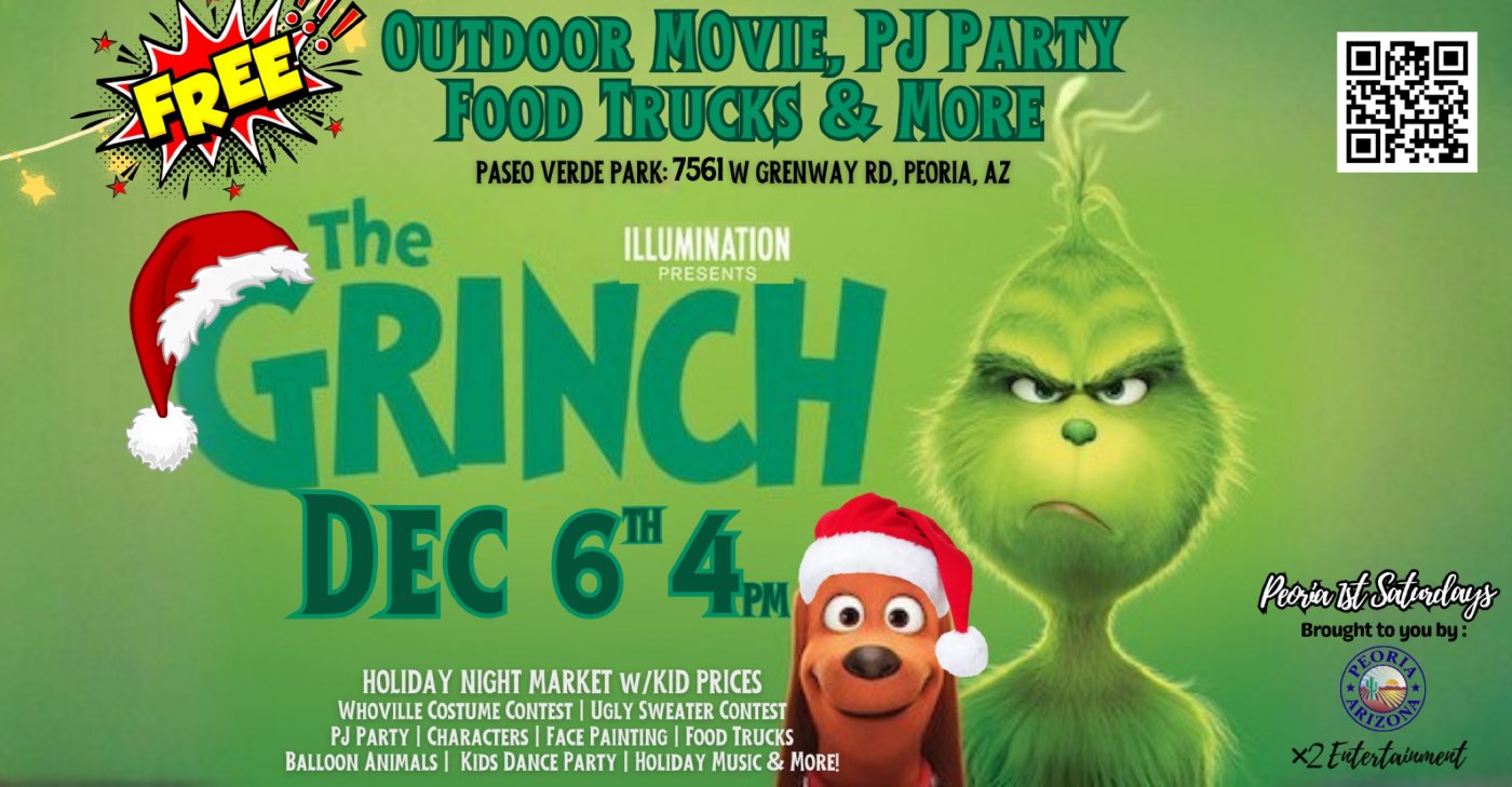 10th Annual FREE Peoria Jolly Holiday Outdoor Movie, PJ Party, Night Market & MORE! Sat Dec 6th