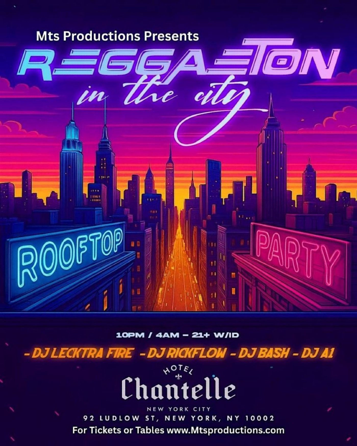 Reggaeton in the City Rooftop Party Saturday at Hotel Chantelle