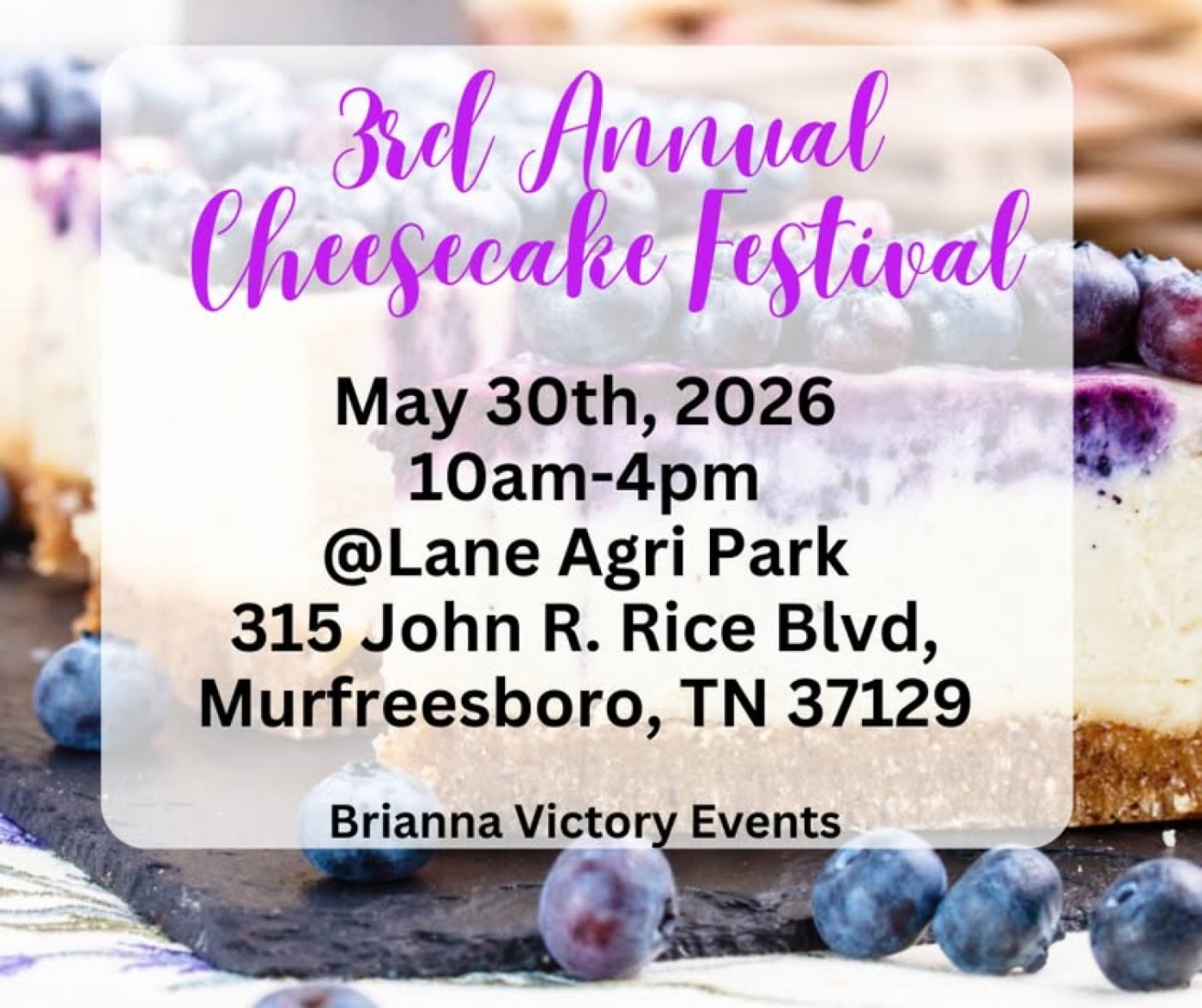3rd Annual Cheesecake Festival