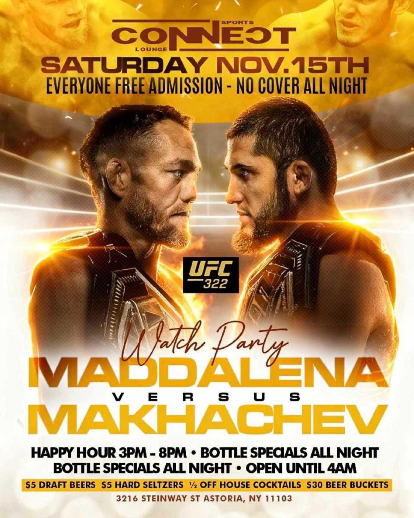 Maddalena vs Makhachev Watch Party at Connect Astoria